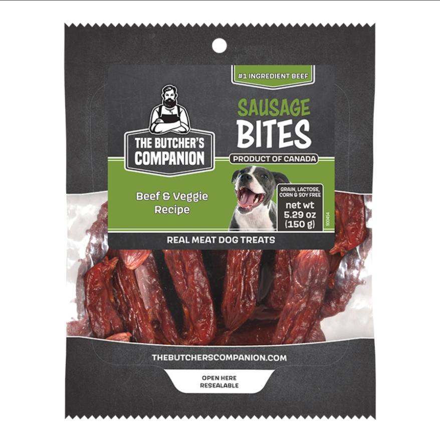 The Butcher's Companion Sausage Bites Beef & Veggie Dog Treats, 5.29-oz