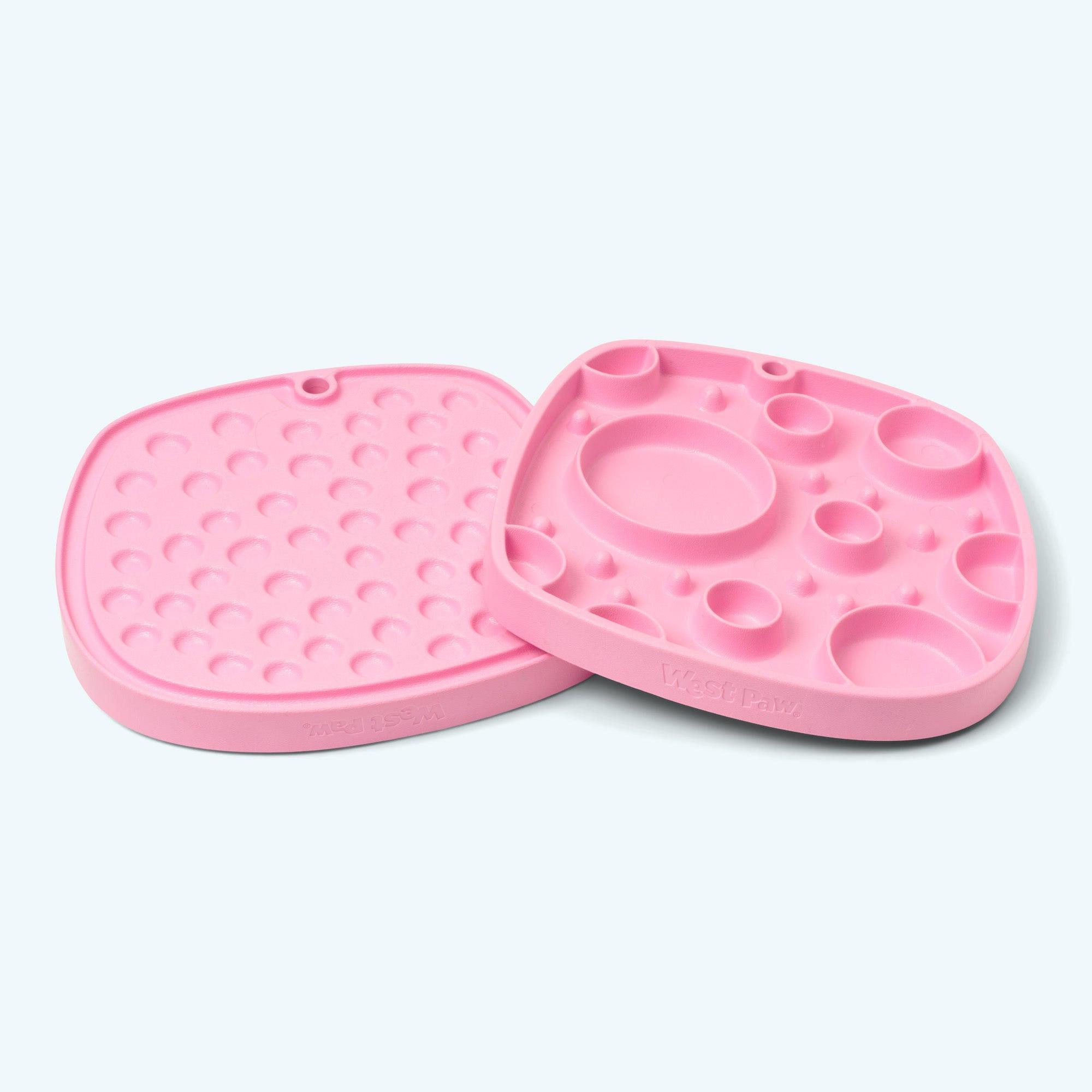 West Paw Seaflex Feast Mat Bubbles Dog Slow Feeder, Bubblegum, 10-in x 10-in