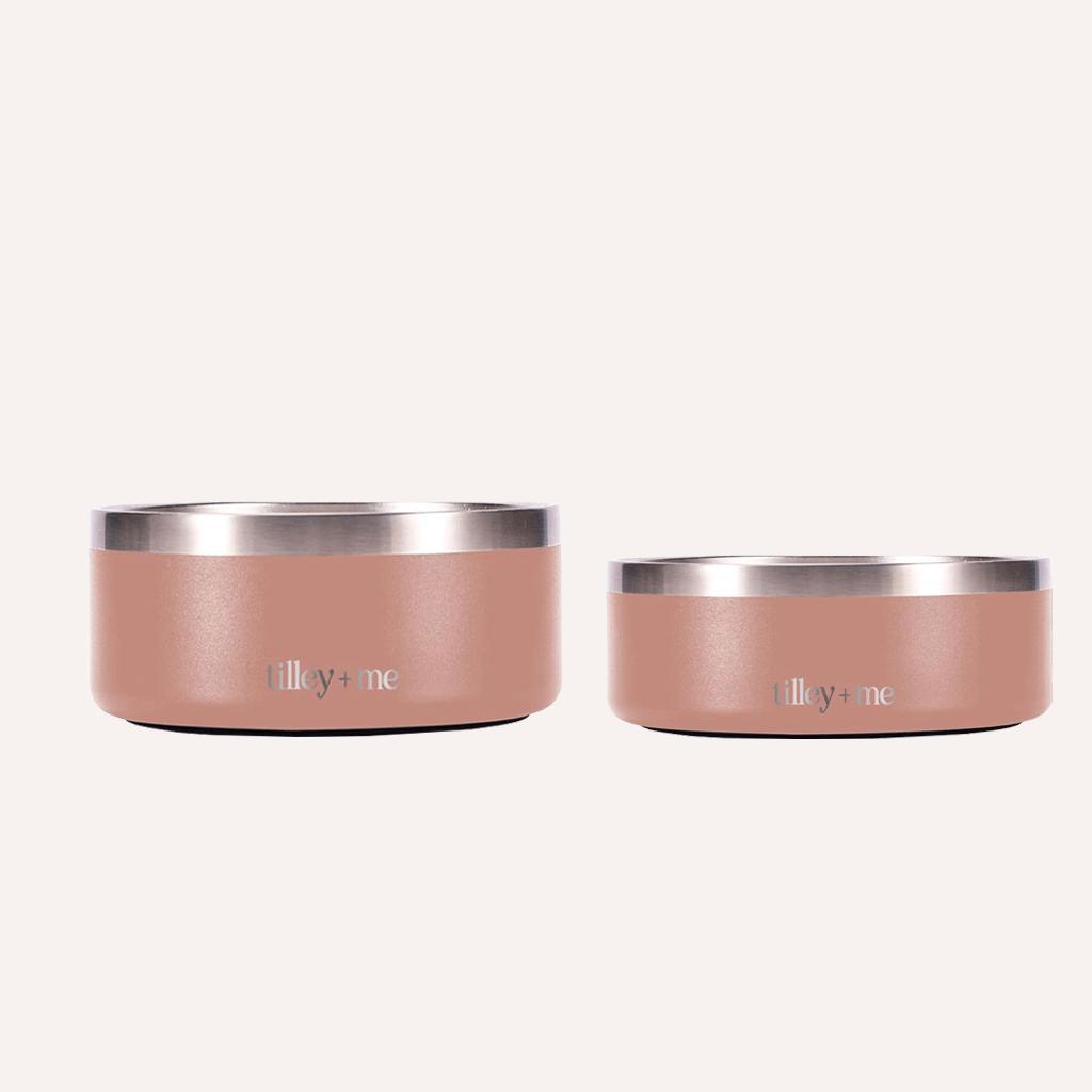 Tilley + Me Stainless Steel Pet Bowl, Terracotta Rose, 64-oz
