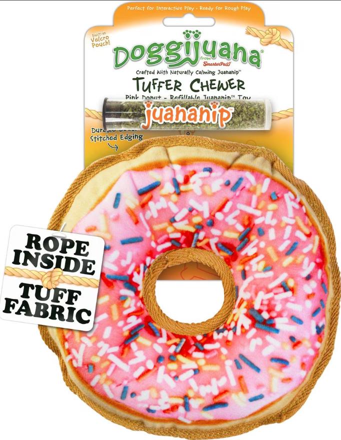 Doggijuana Tuffer Chewer Donut Refillable Juananip Dog Toy