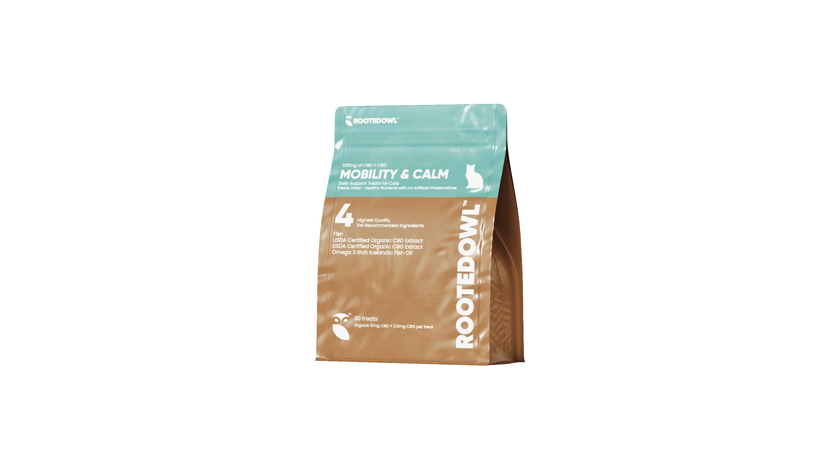 Rooted Owl Mobility & Calm Bites Fish Freeze-Dried Cat Treats, 30-count