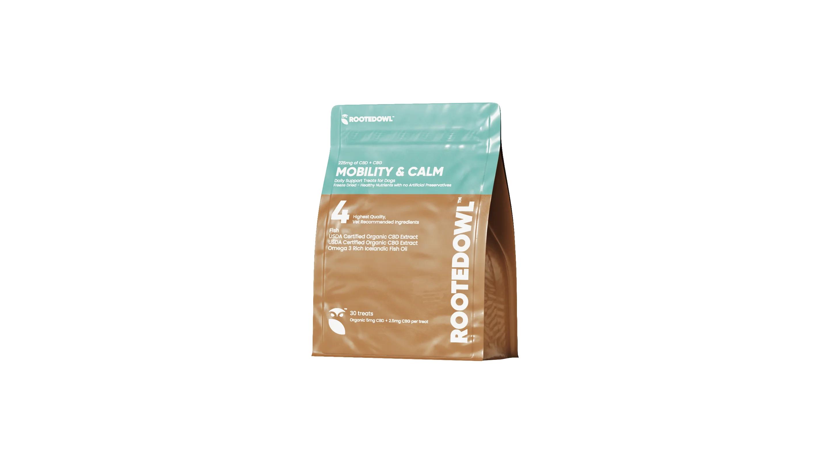 Rooted Owl Mobility & Calm Bites Fish Freeze-Dried Dog Treats, 30-count