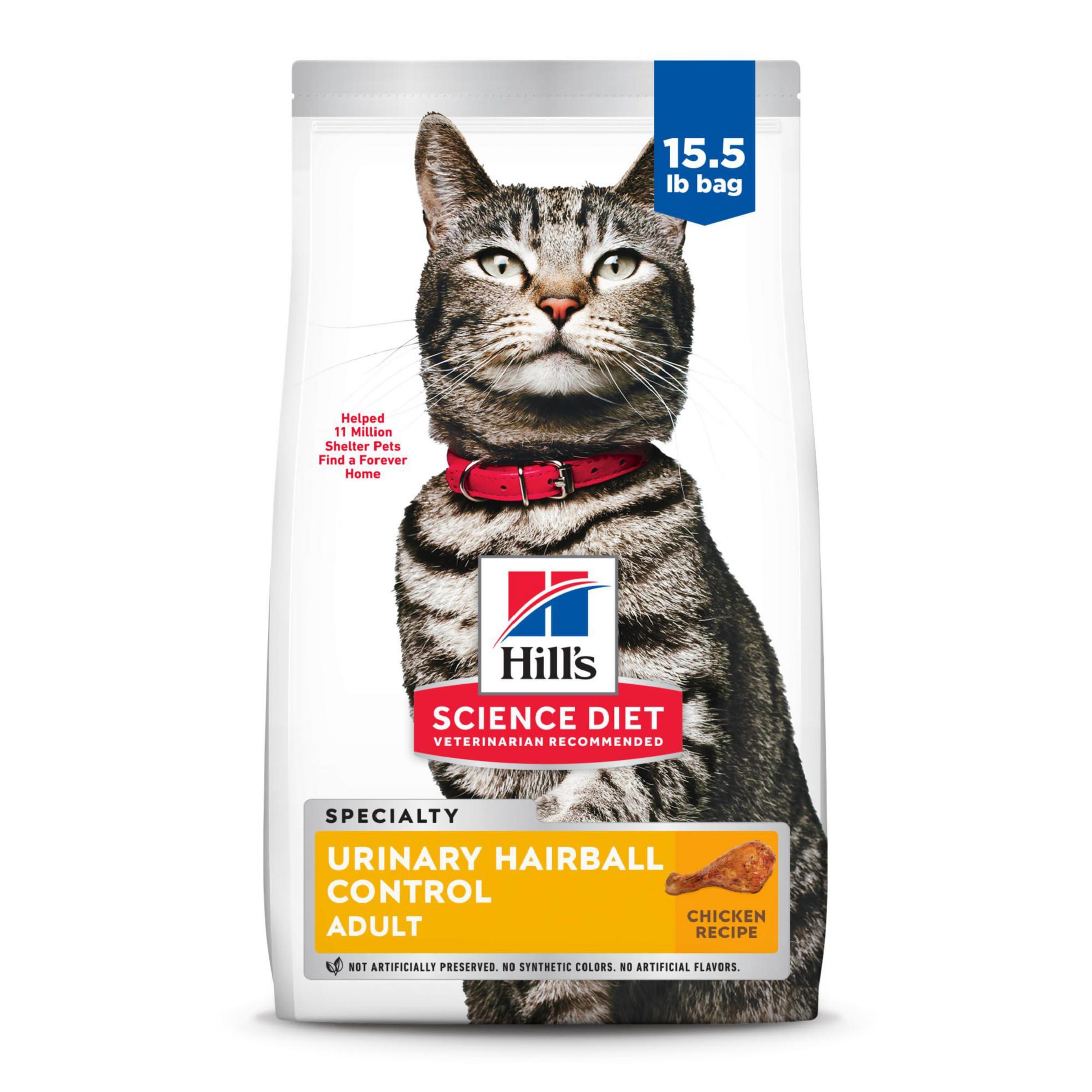 Hill's Science Diet Adult Urinary Hairball Control Dry Cat Food, 15.5-lb