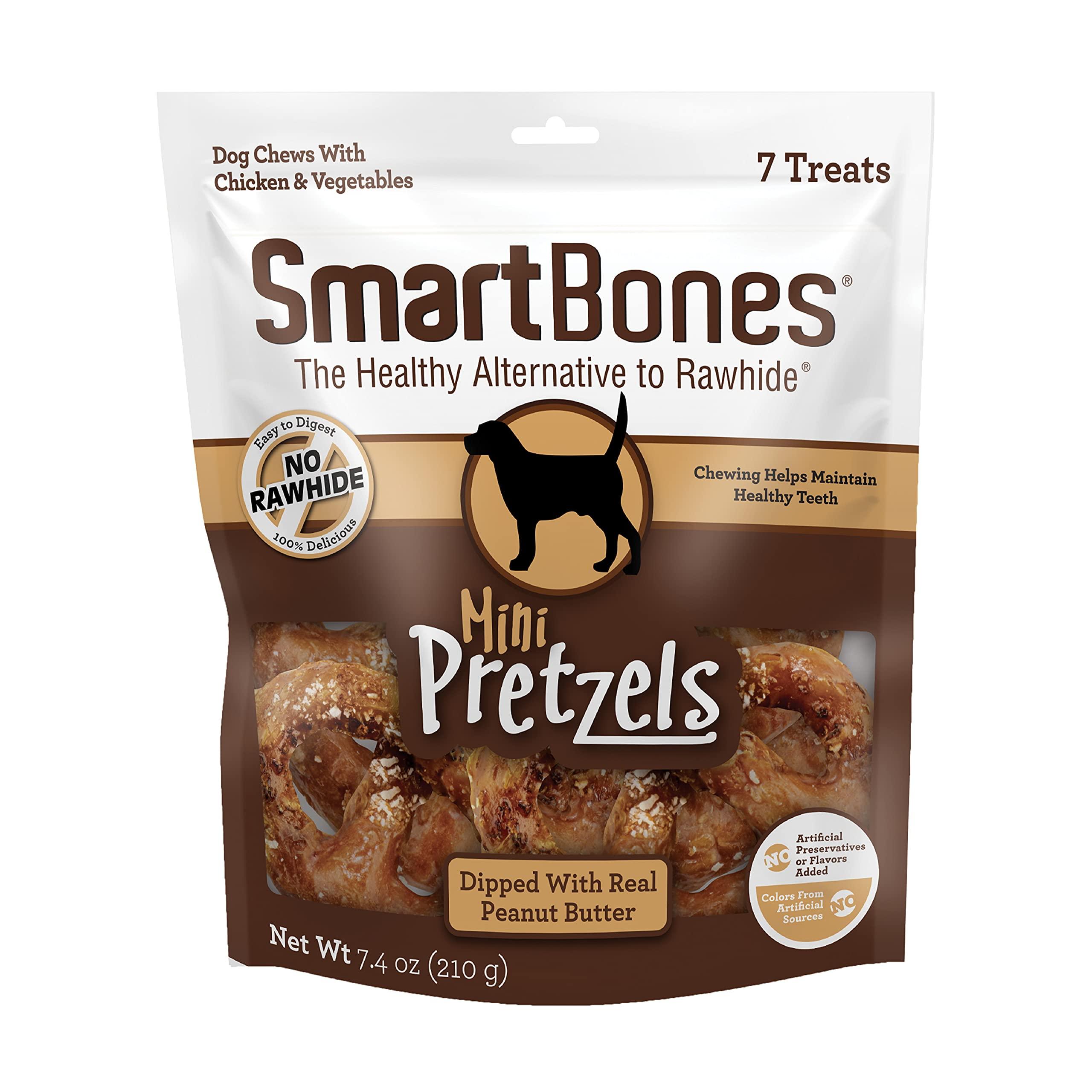 SmartBones Mini Pretzels Dipped Peanut Butter Dog Treats, 7-pk
