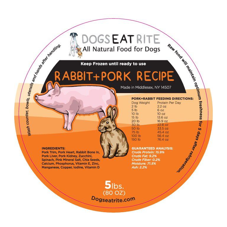 Dogs Eat Rite Rabbit & Pork Receipe Raw Frozen Dog Food, 2-lb