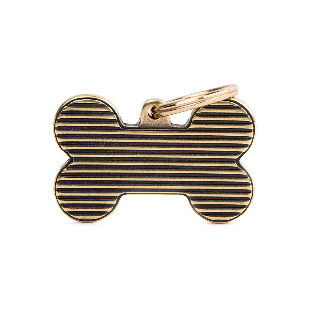 MyFamily Bronx Bone Shutter English Brass Pet ID Tag, Big