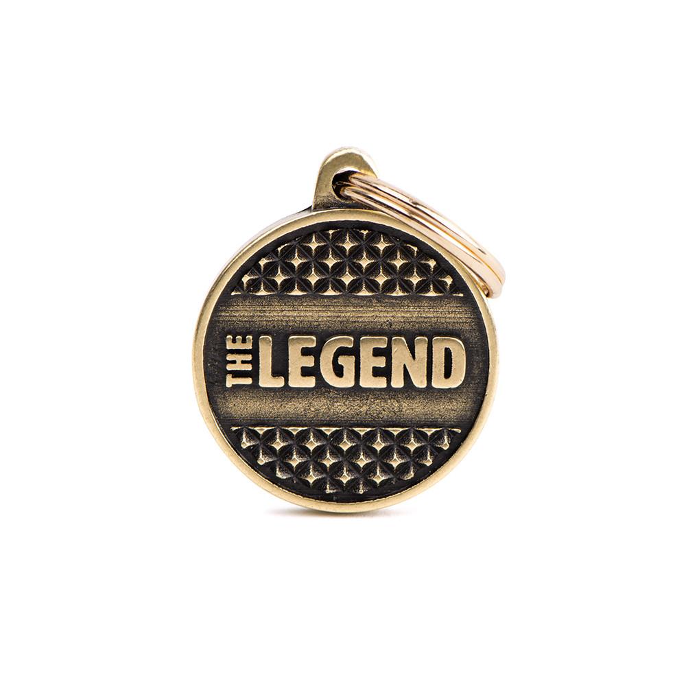 MyFamily Bronx Circle The Legend English Brass Pet ID Tag, Medium