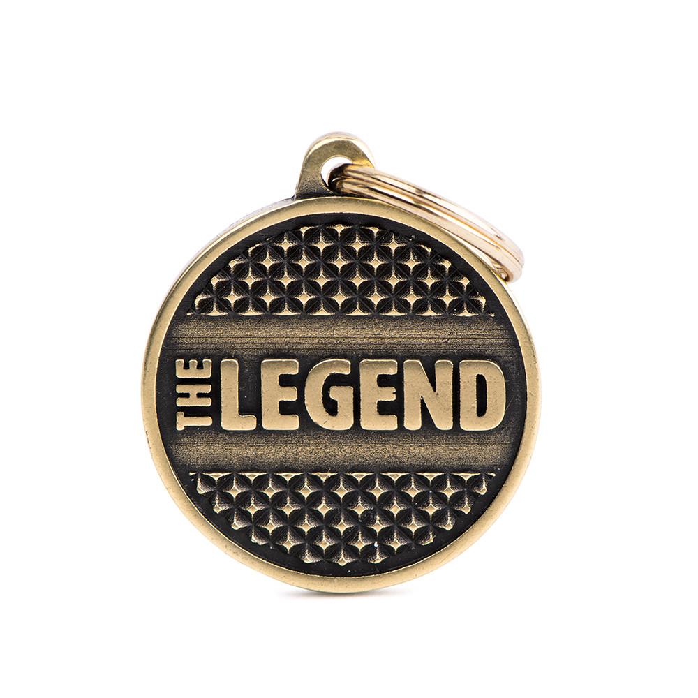 MyFamily Bronx Circle The Legend English Brass Pet ID Tag, Big