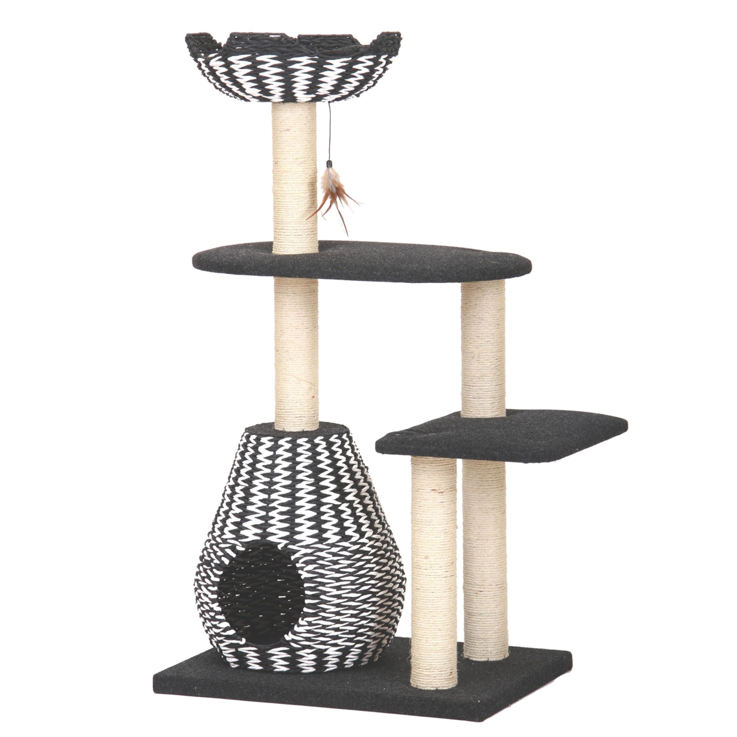 PetPals Ace 4-Level Cat Tree, Black/White