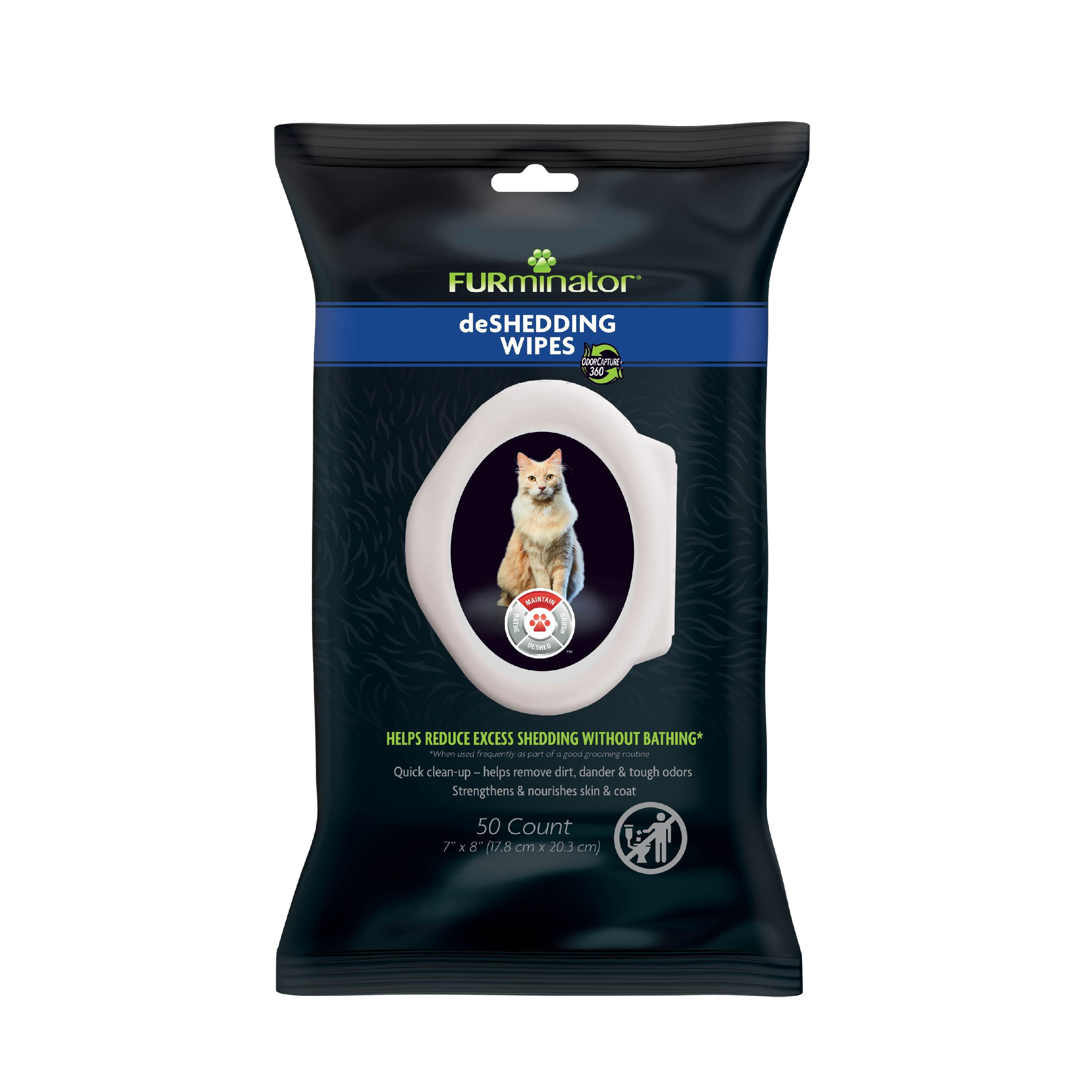 Furminator deShedding Cat Grooming Wipes, 50-count
