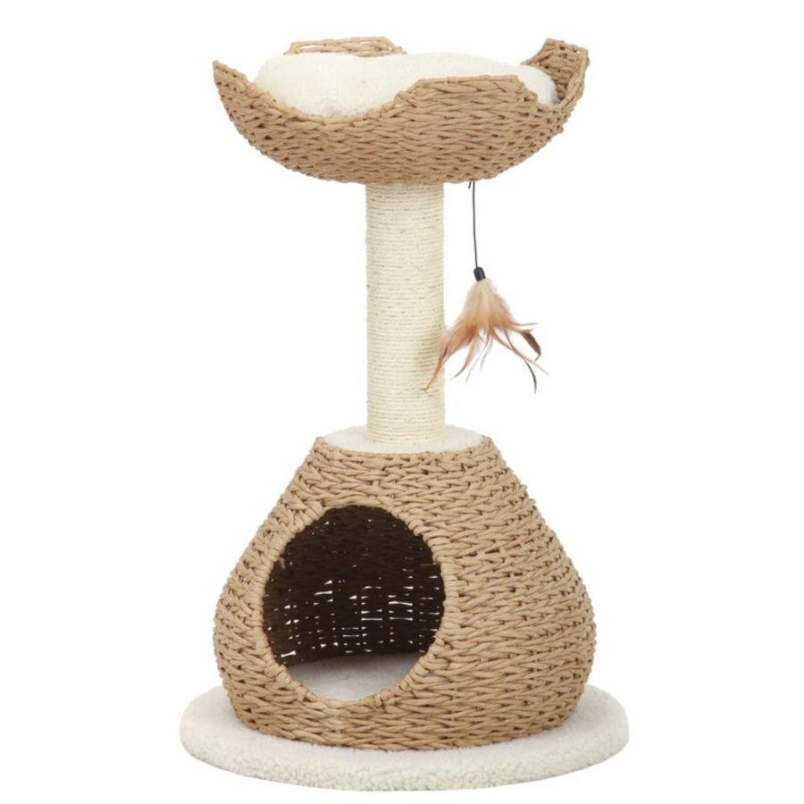 PetPals Walk Up 2-Level Cat Tree, Beige/Cream