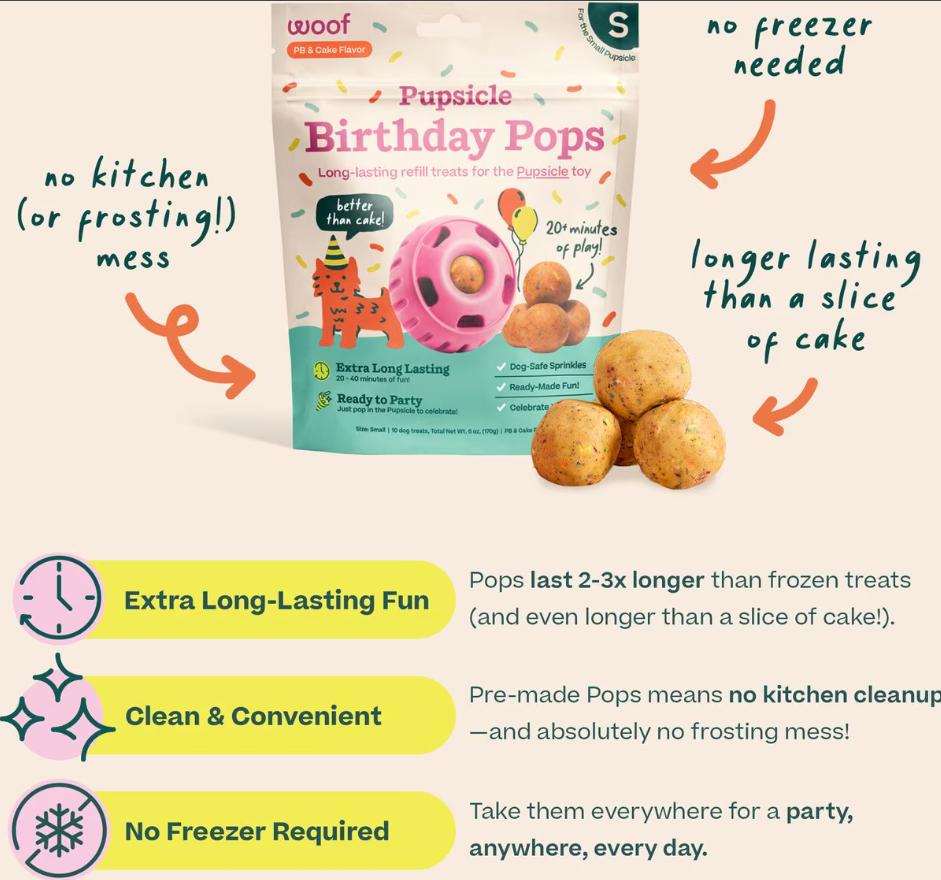 Woof Pupsicle Birthday Pops Dog Treats, Large, 7-count