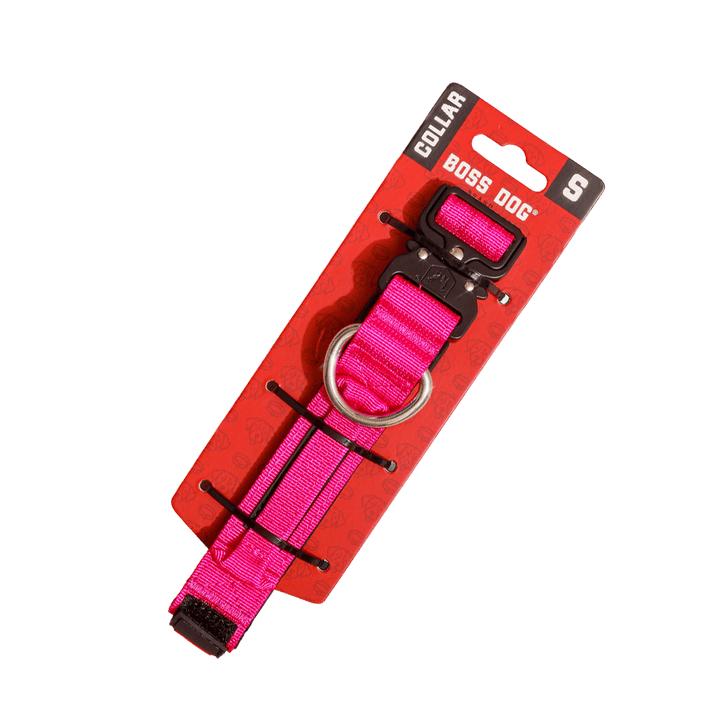 Boss Dog Tactical Dog Collar, Hot Pink, 1.2-in x 13-16-in