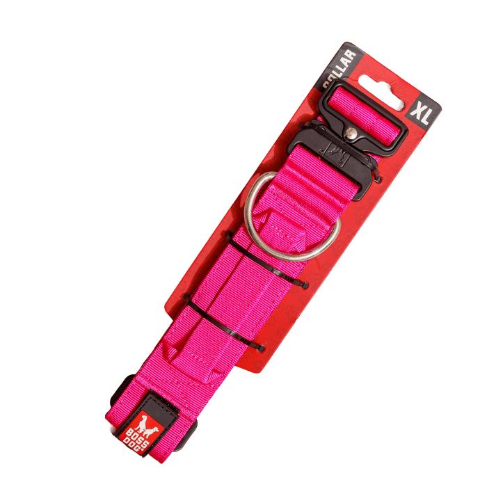 Boss Dog Tactical Dog Collar, Hot Pink, 2-in x 20-28-in