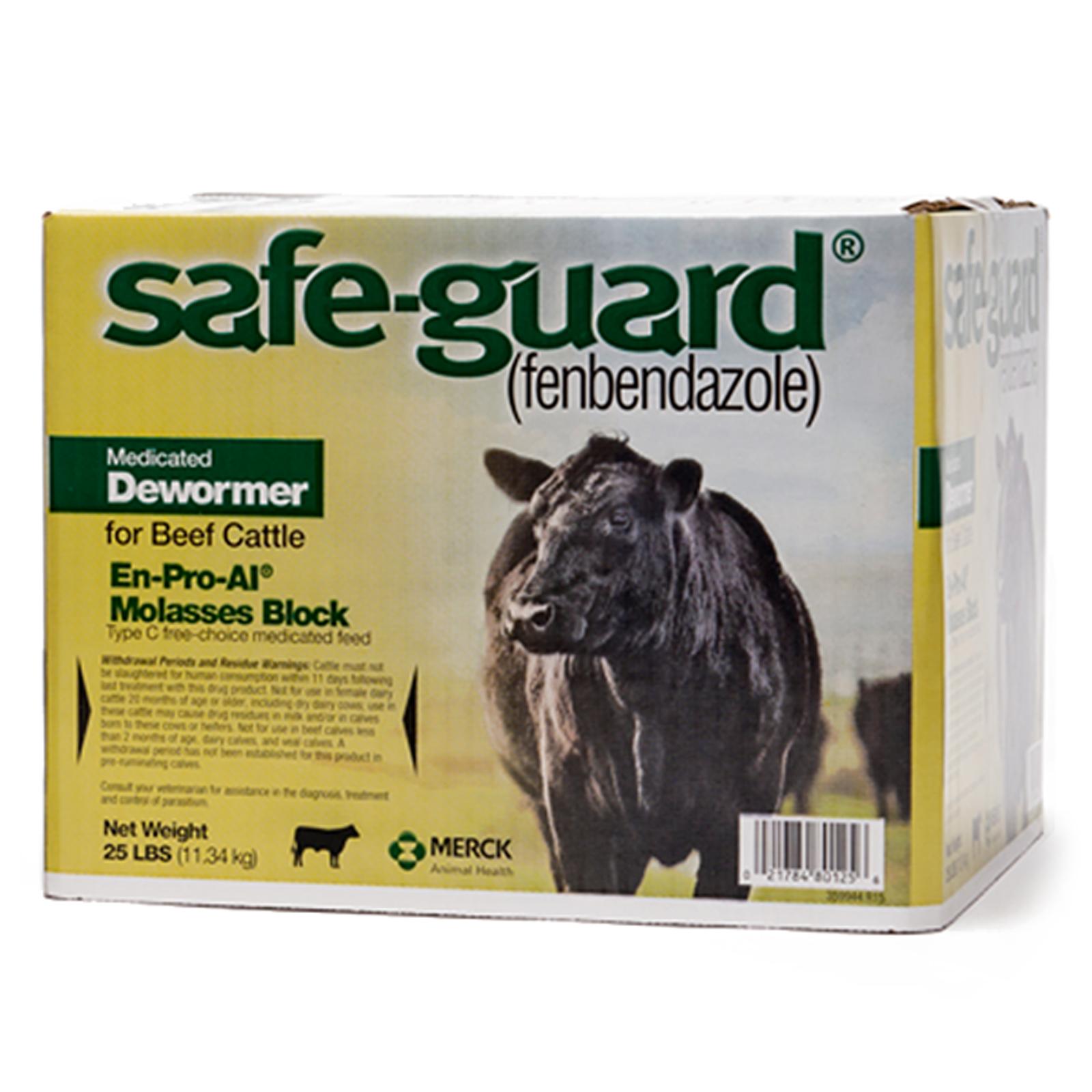 Merck Safe-Guard EN-PRO-AL Molasses Block Medicated Dewormer for Beef Cattle, 25-lb