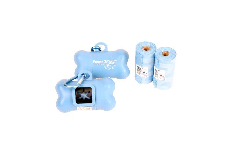 GoGo Poop n' Go Waste Bag Dispenser with Matching Refill Roll for Pets, Blue