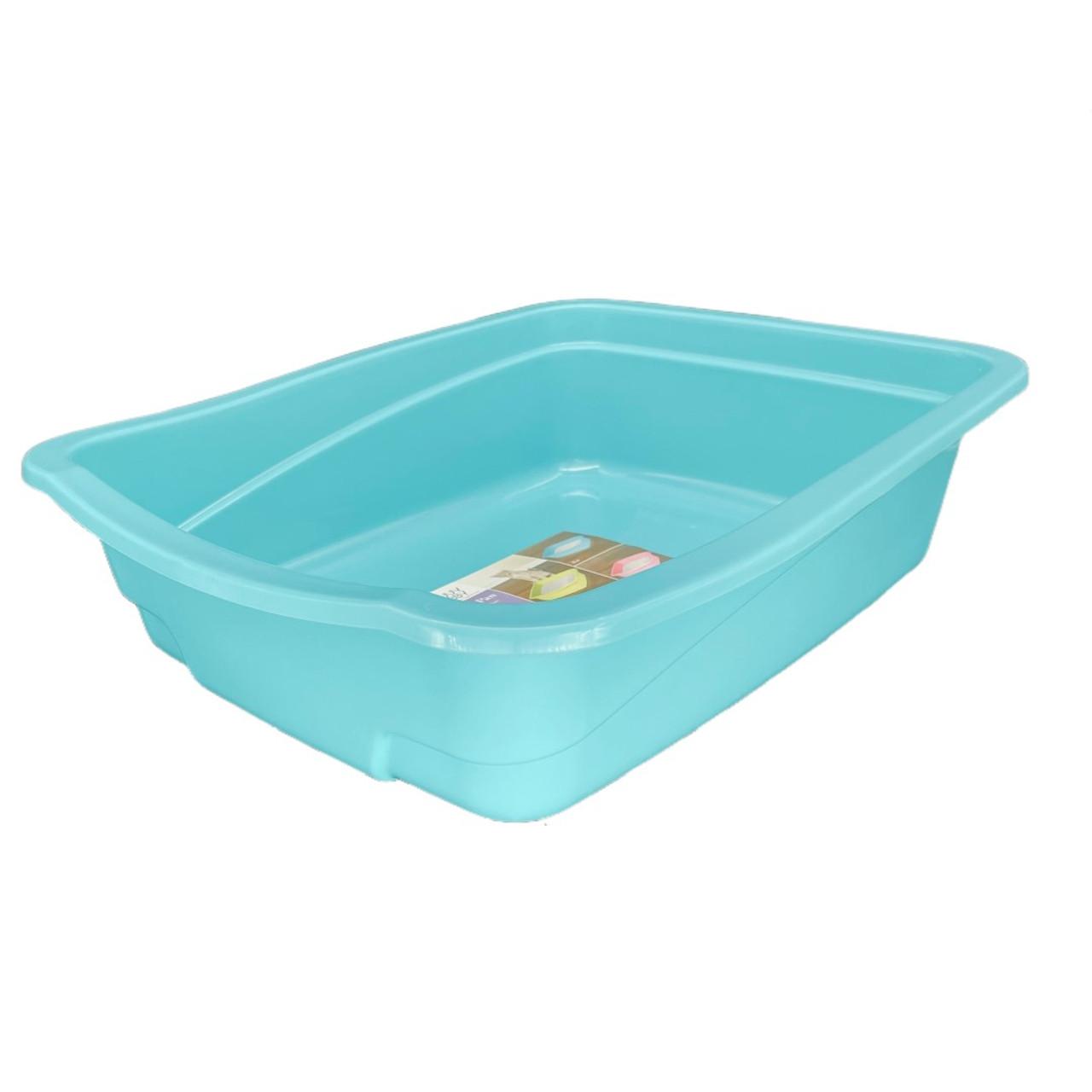 Savvy Tabby Cat Litter Pan, Blue, 18.5 x 15 x 5-in