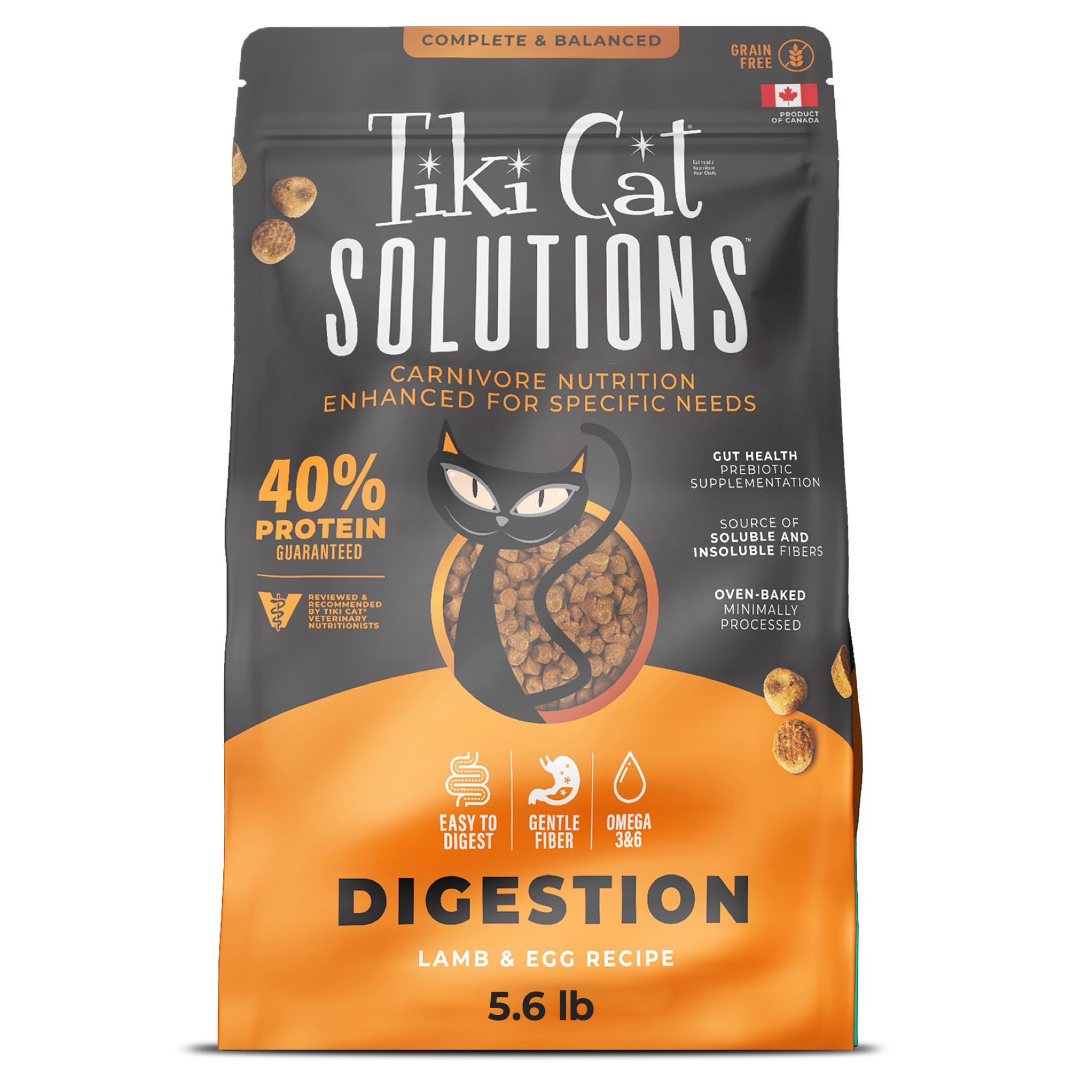 Tiki Cat Solutions Digestion Lamb & Egg Dry Cat Food, 5.6-lb