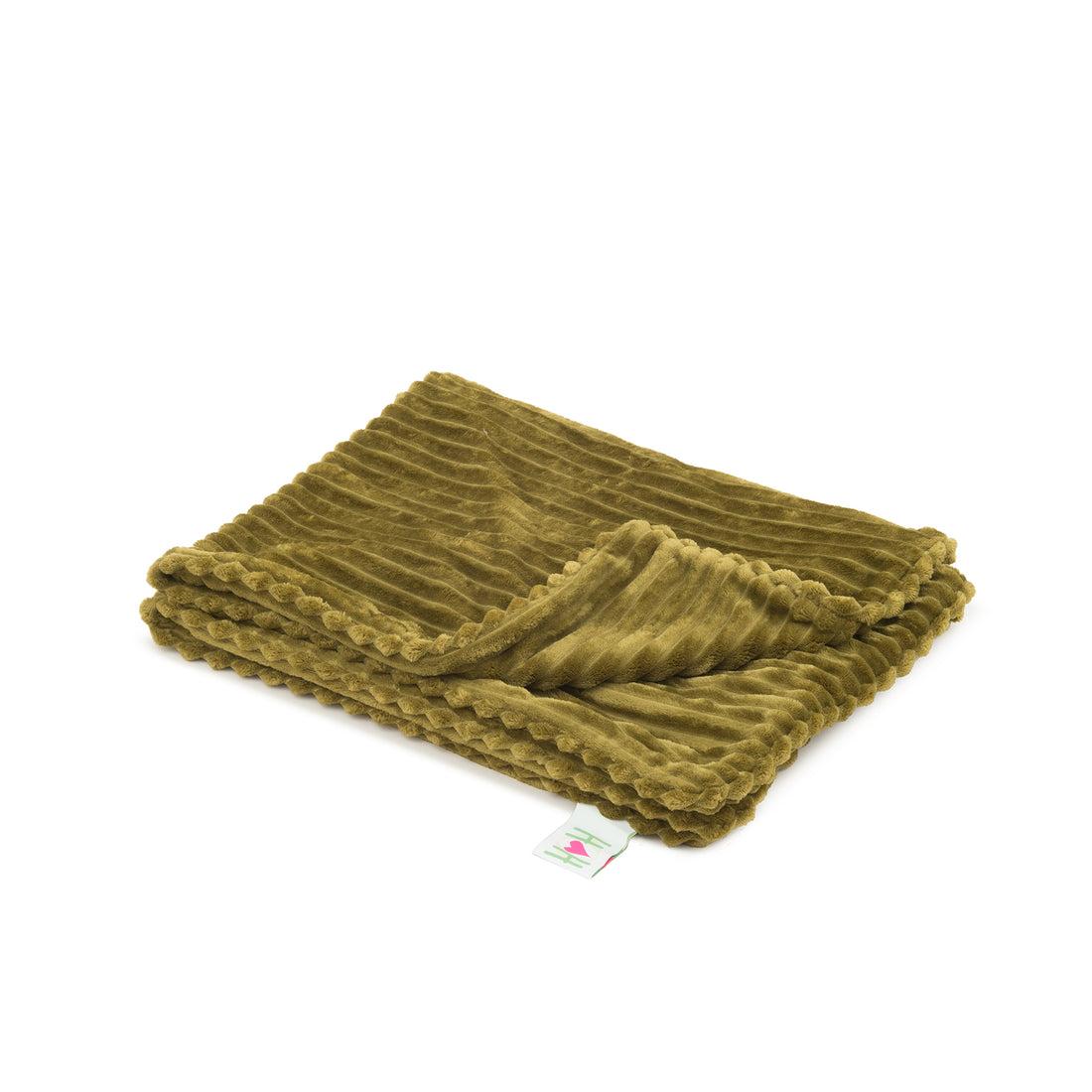 HuggleHounds Scout Blankie Double-Sided Plush Dog Blanket, Olive, 30-in x 40-in