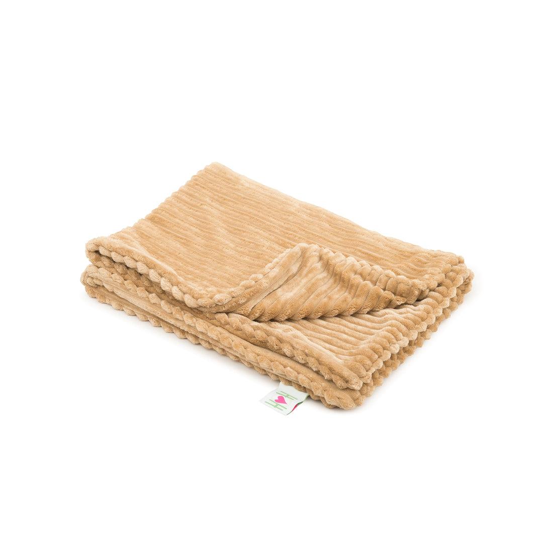 HuggleHounds Scout Blankie Double-Sided Plush Dog Blanket, Khaki