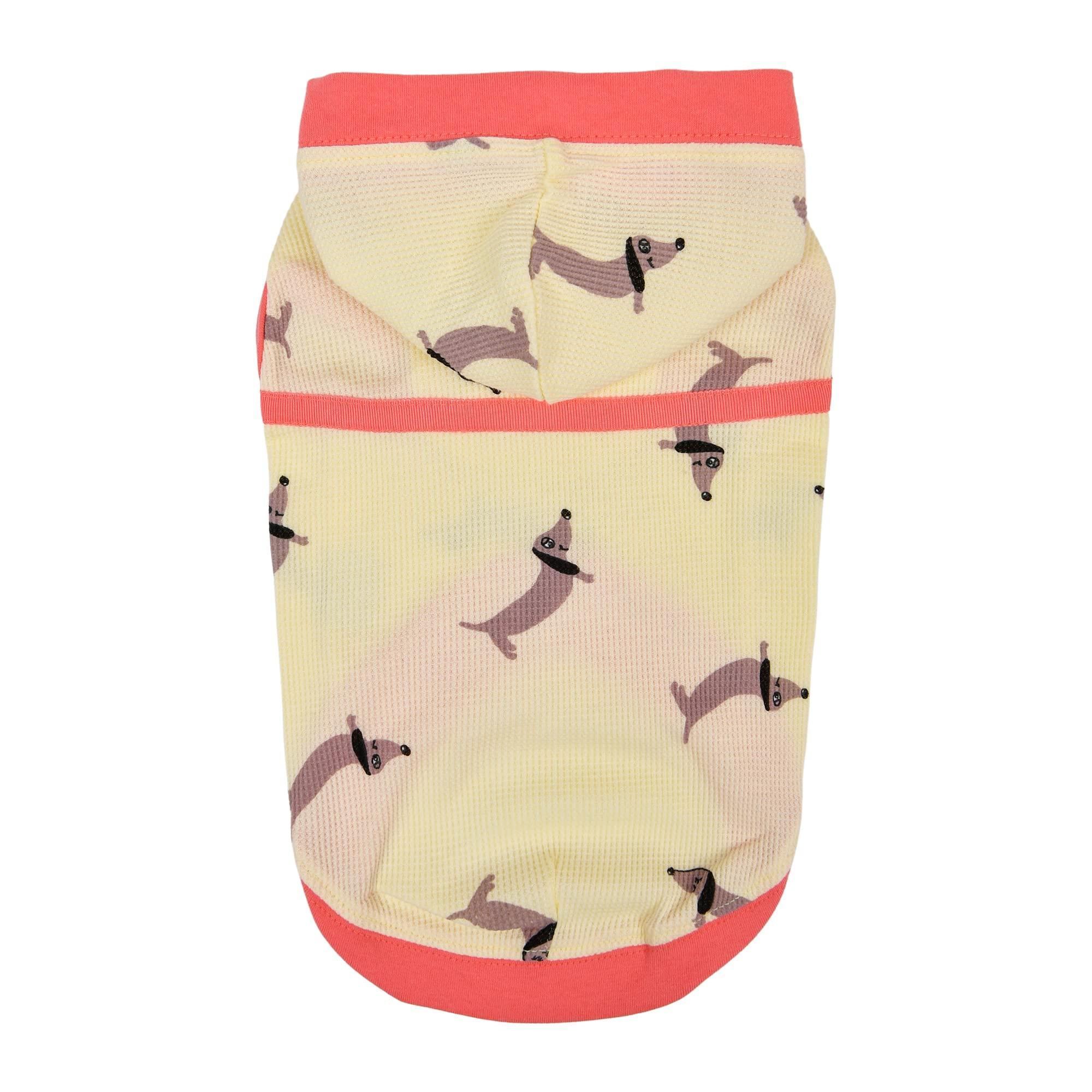 Puppia Sammy Hooded Dog T-Shirt, Yellow, Medium