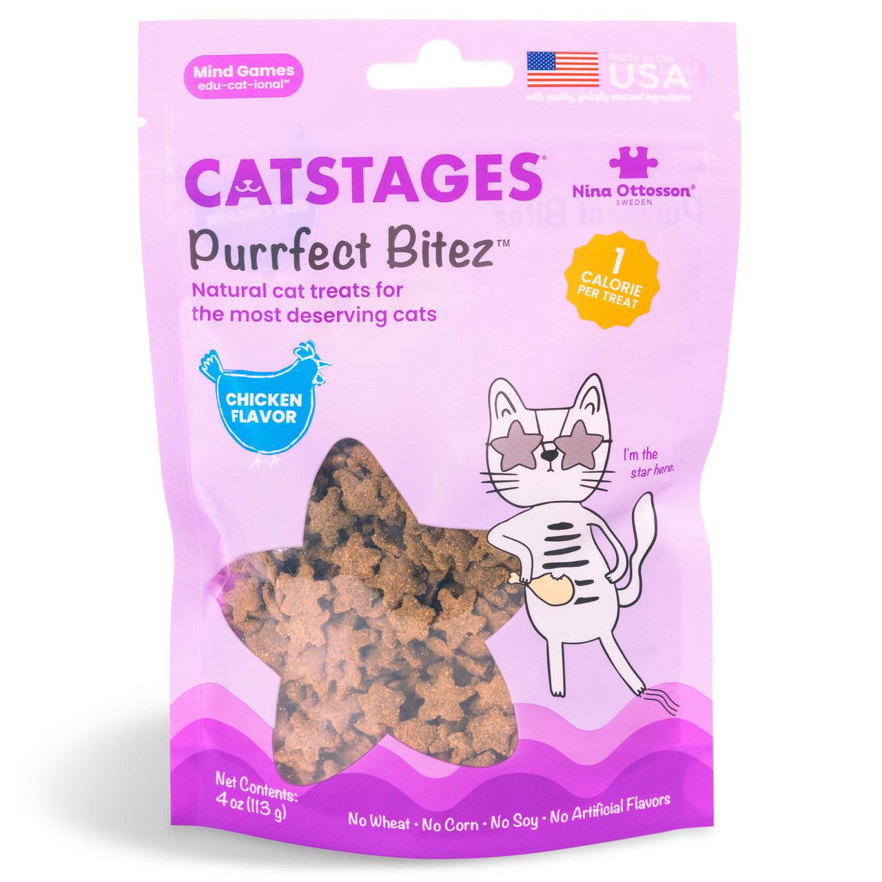 Catstages Nina Ottosson Purrfect Bitez Chicken Natural Crunchy Cat Treats, 4-oz