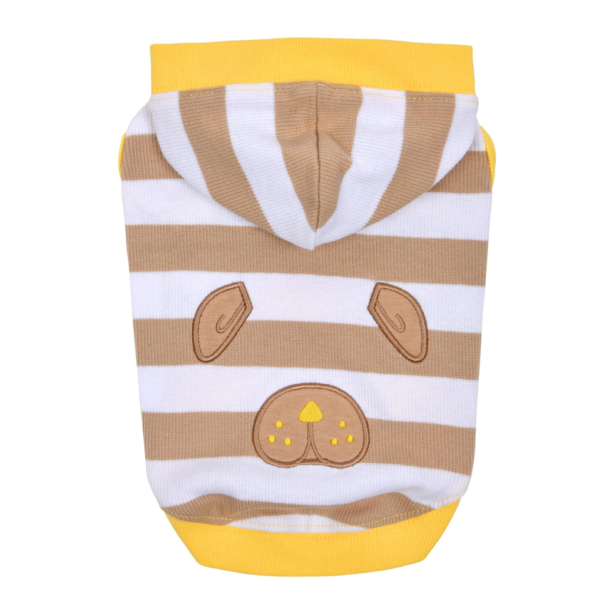 Puppia Hooch Hooded Dog T-Shirt, Beige, Small