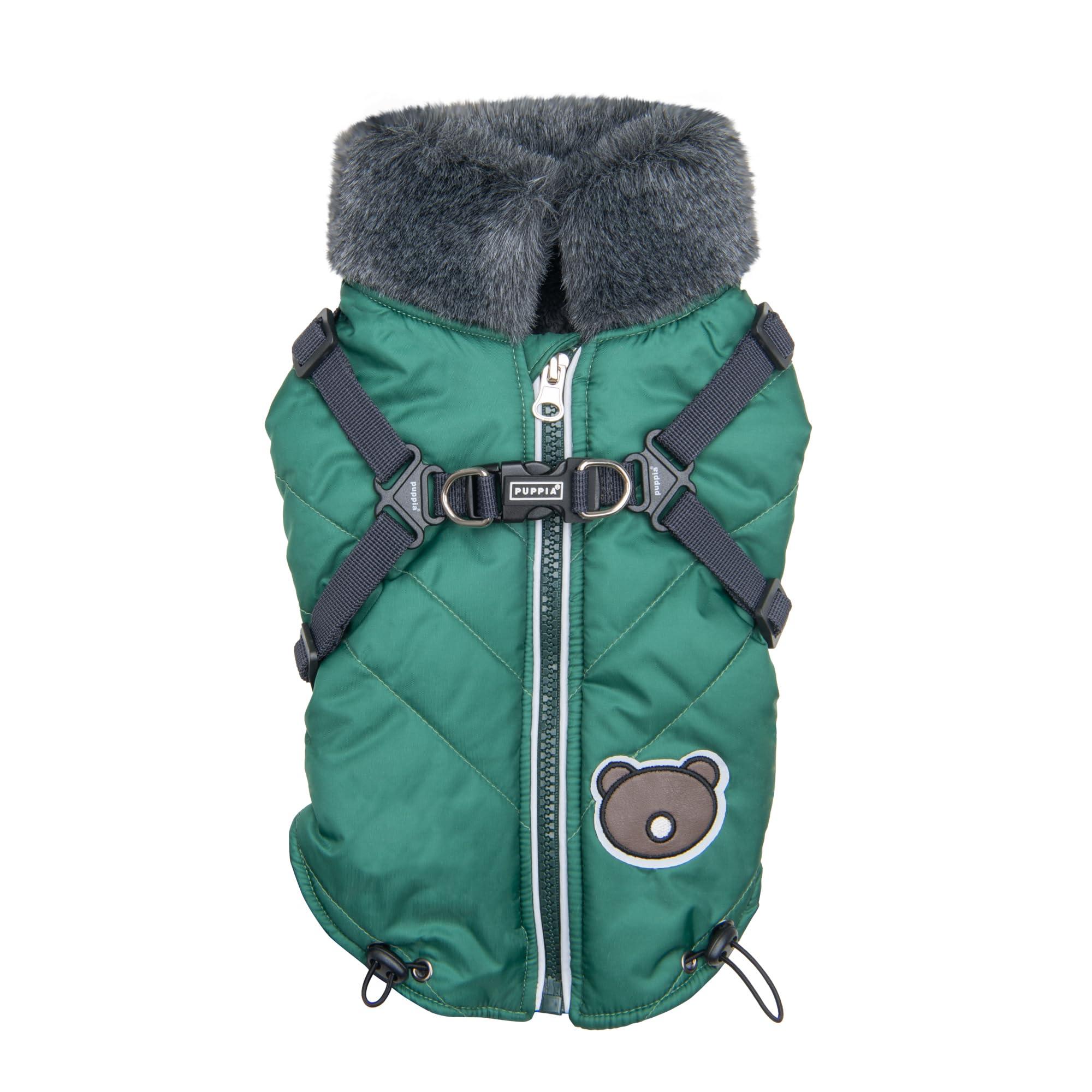 Puppia Isolde Mock Neck Full Zip Up Vest Dog Jumper, Green, Large