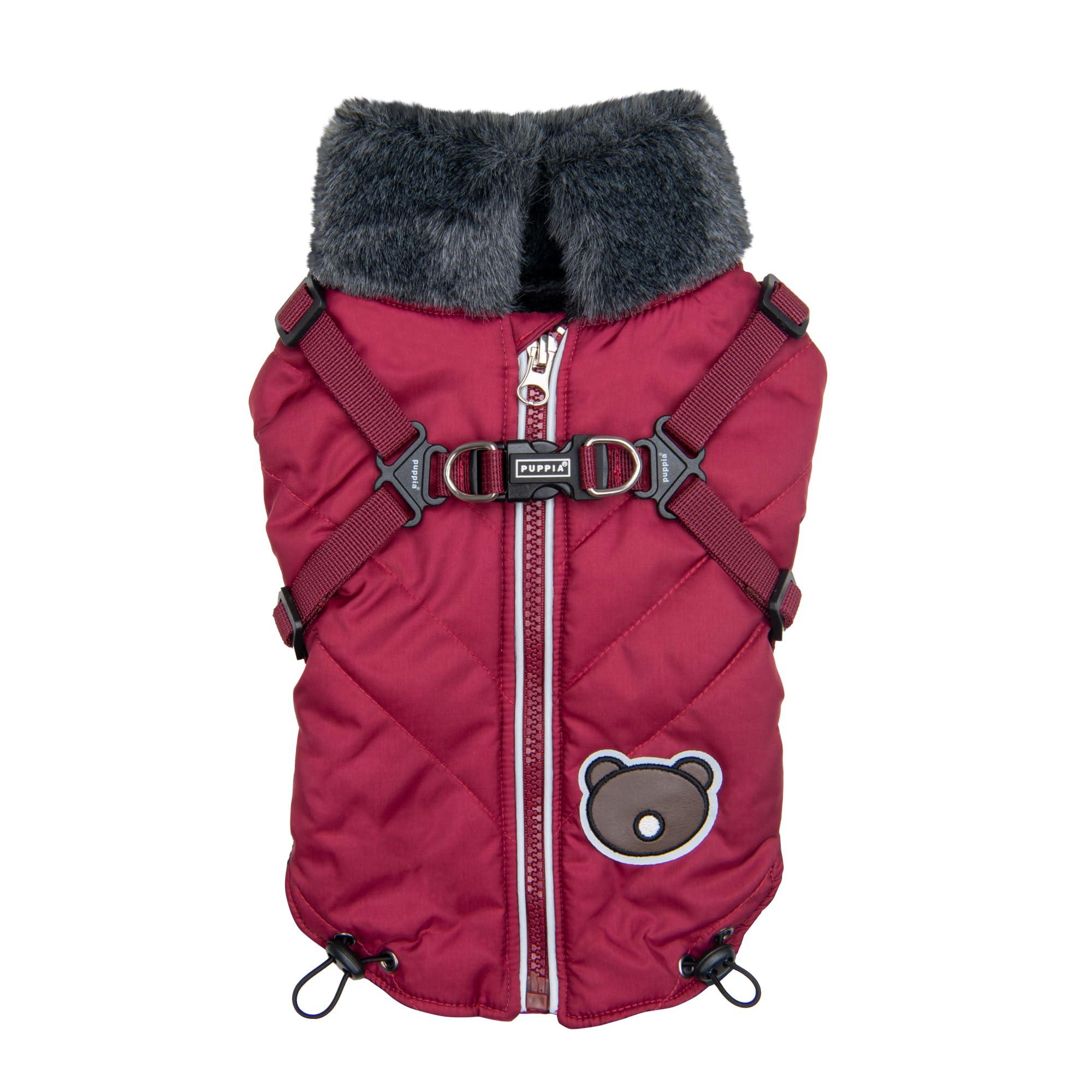Puppia Isolde Mock Neck Full Zip Up Vest Dog Jumper, Wine, X-Large