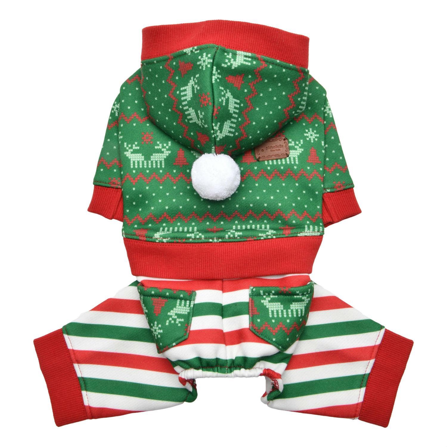 Pinkaholic Noelle Hooded Dog Jumpsuit, Green