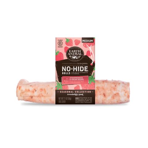 Earth Animal No-Hide Strawberries & Cream Rolls Dog Treats, Medium, 1-count