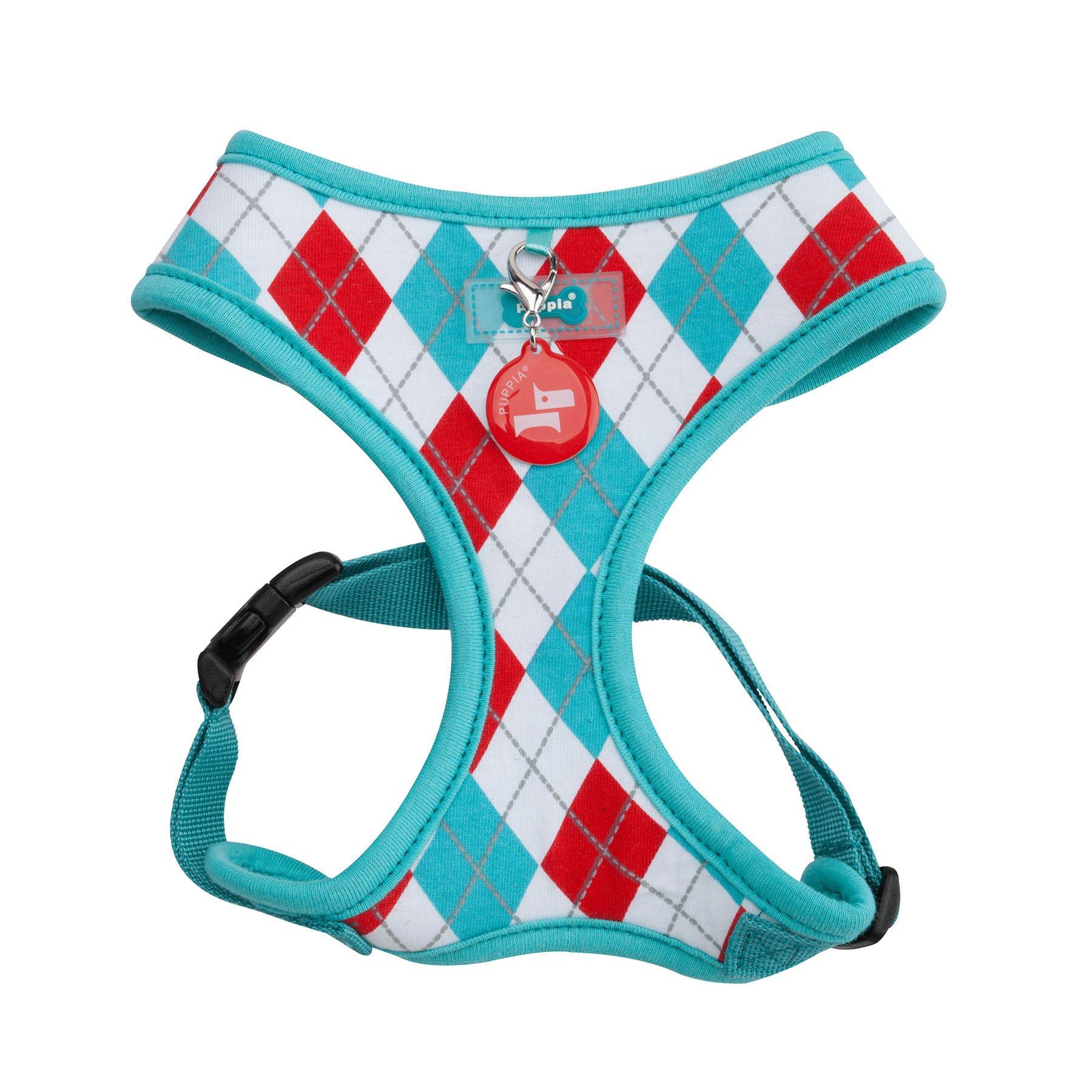 Puppia Argyle Harness A for Dogs, Aqua, Large