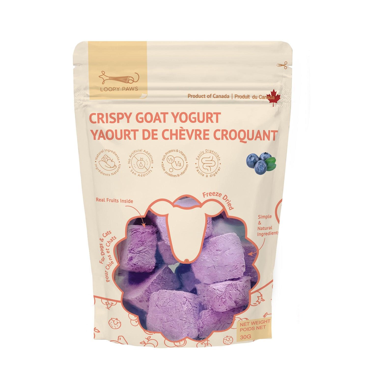 Loopy Paws Crispy Goat Yogurt Blueberry Freeze-Dried Dog & Cat Treats, 30-gram
