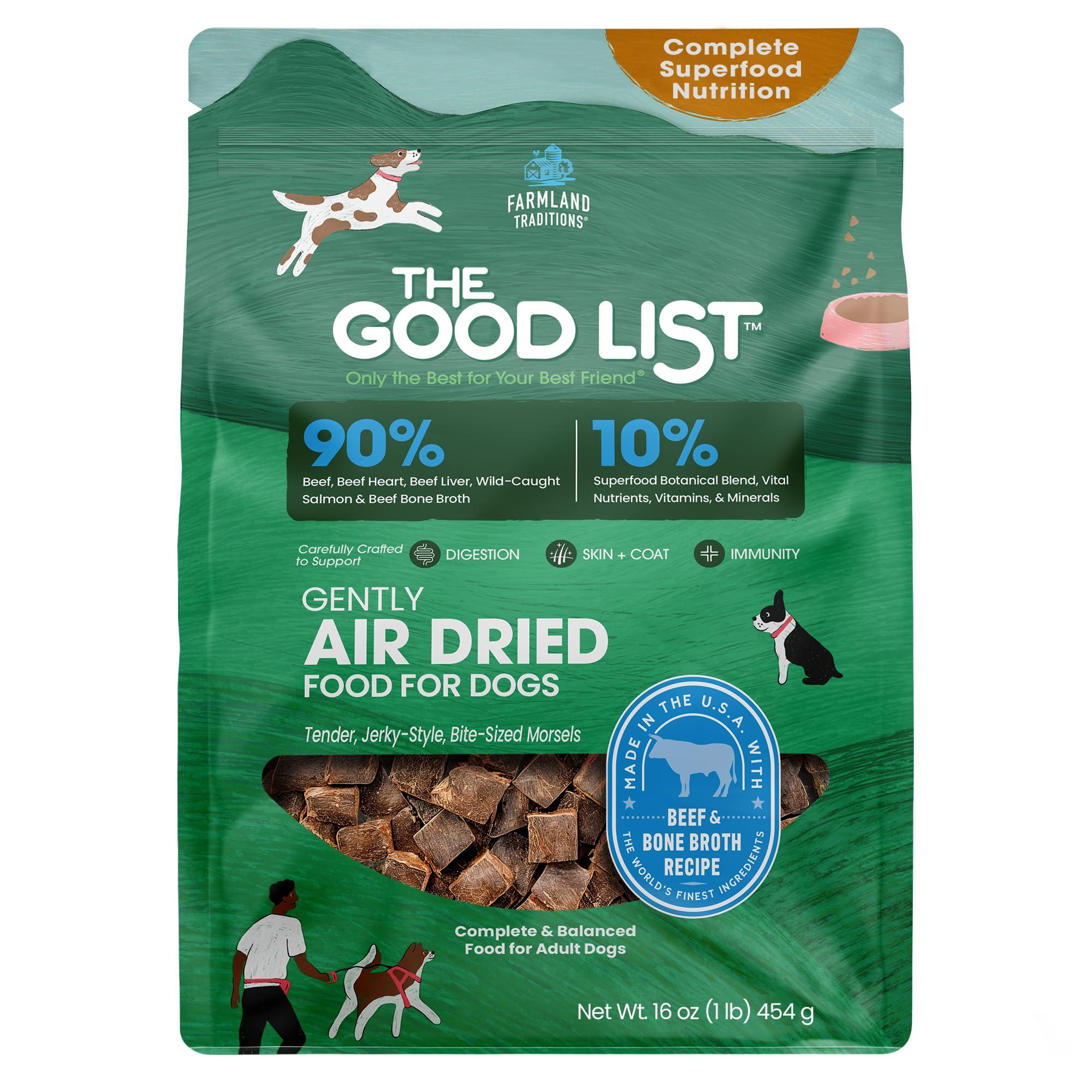 Farmland Traditions The Good List Beef & Bone Broth Gently Air-Dried Dog Food, 2.2-lb