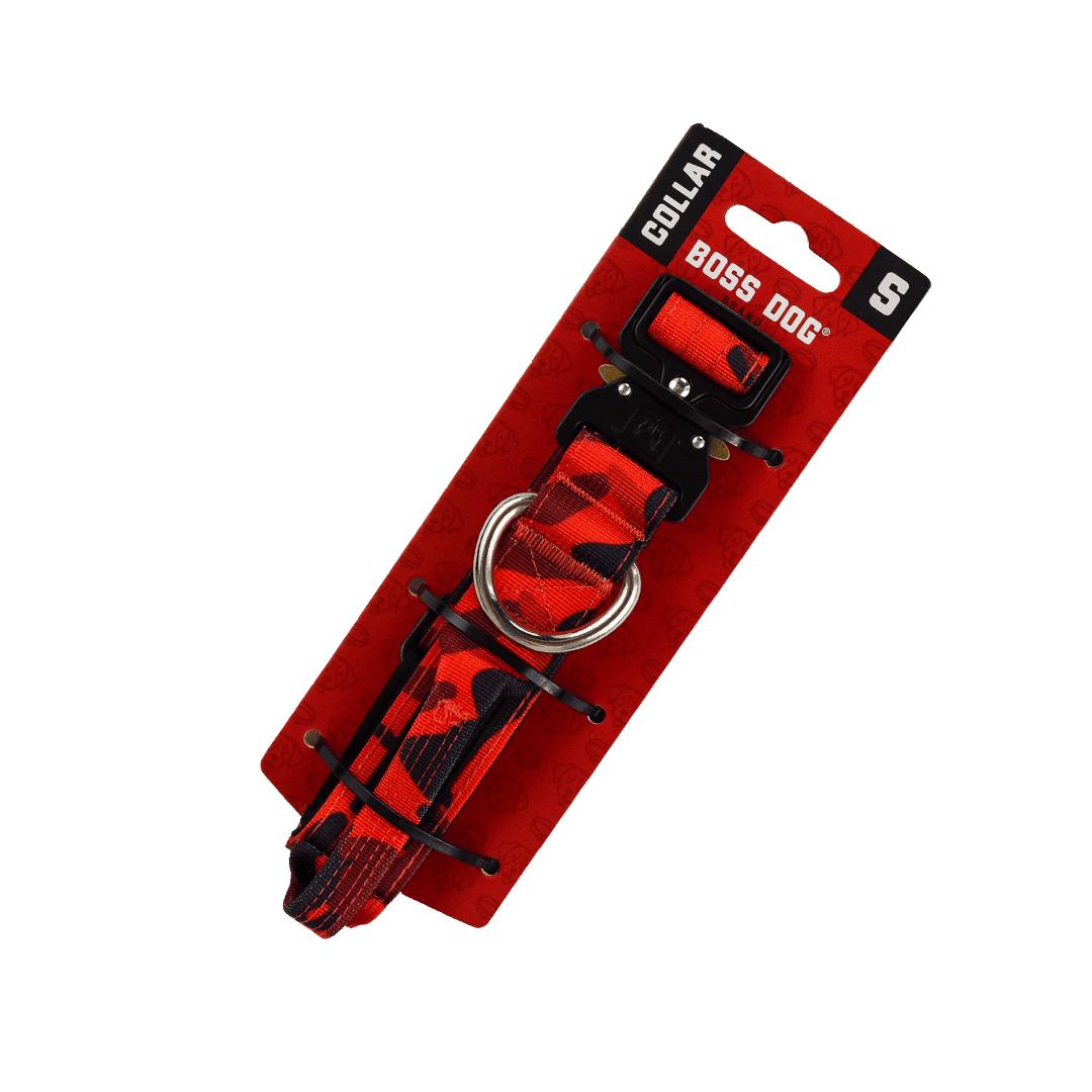 Boss Dog Tactical Dog Collar, Red Camo, 1.2-in x 13-16-in