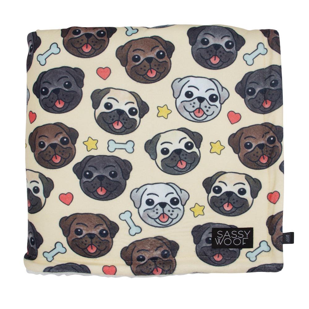Sassy Woof Dog Blanket, It's a Pug's Life, 27-in x 38.5-in