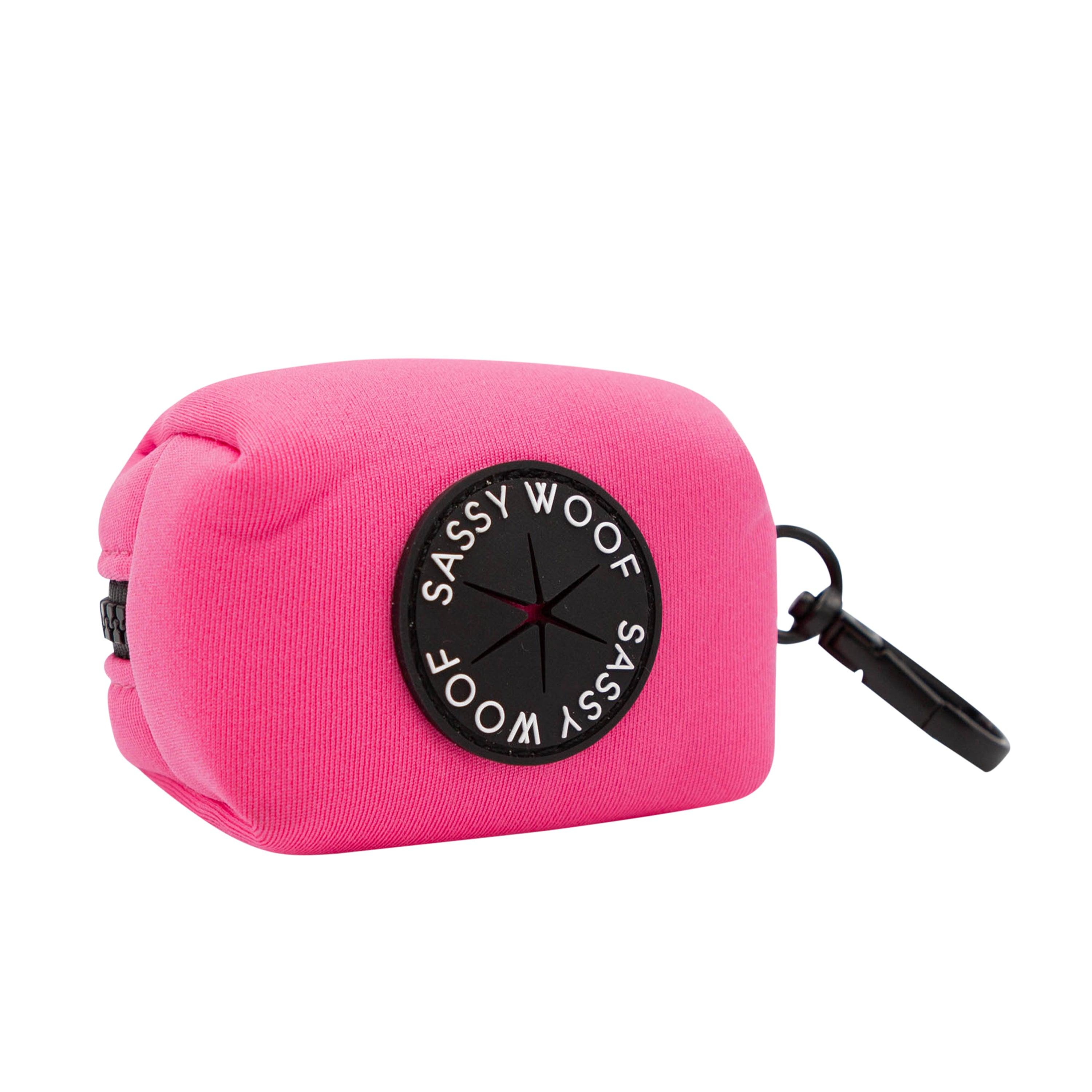 Sassy Woof Dog Waste Bag Holder, Neon Pink