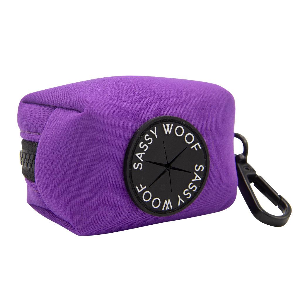 Sassy Woof Dog Waste Bag Holder, Neon Purple, 3 x 2.5 x 2-in