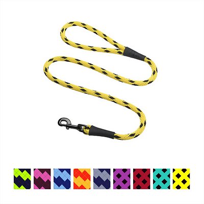 Mendota Pet Large Snap Checkered Dog Leash, Black Ice Yellow, 1/2-in x 4-ft