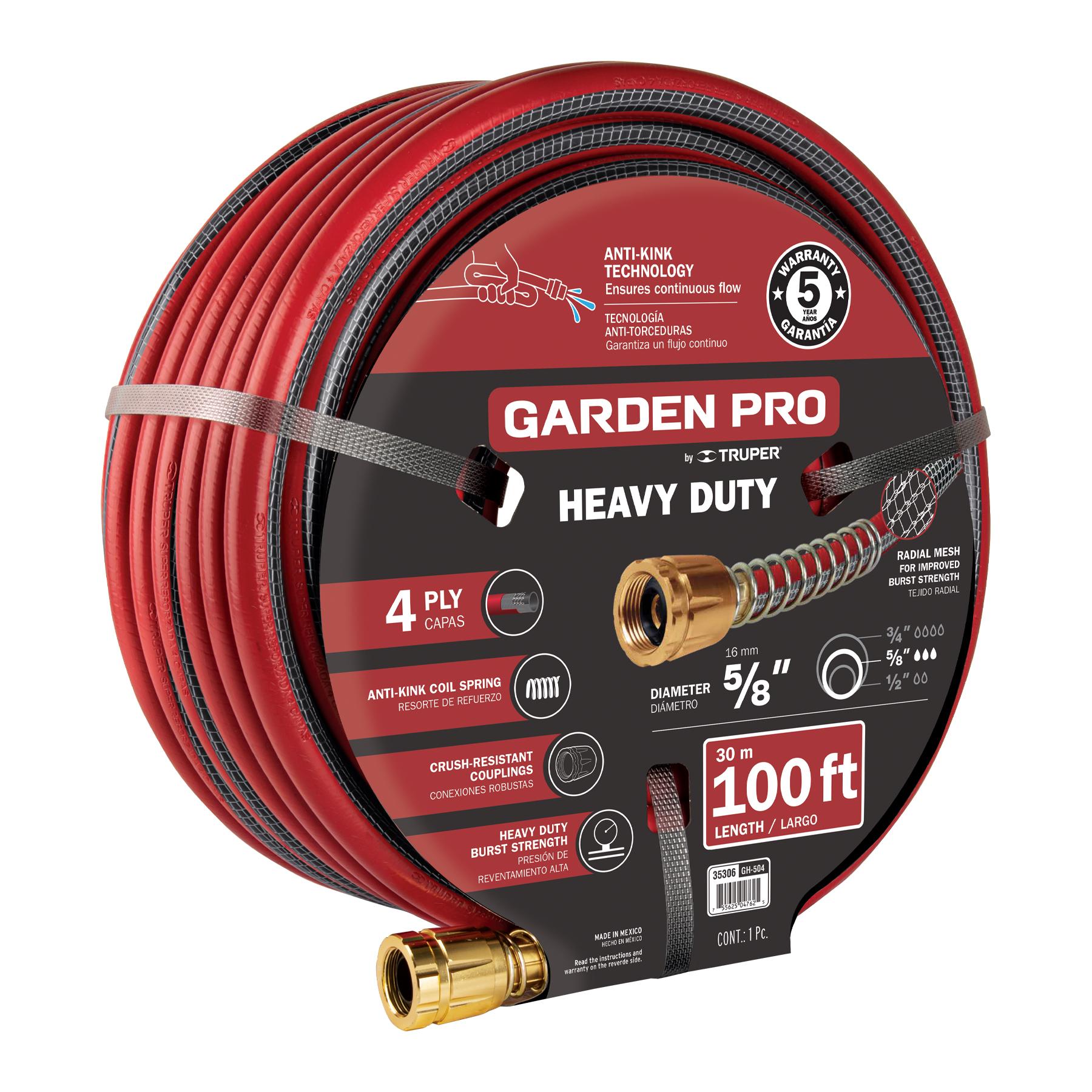 Truper Garden Pro Heavy Duty Garden Hose, 5/8-in, 100-ft