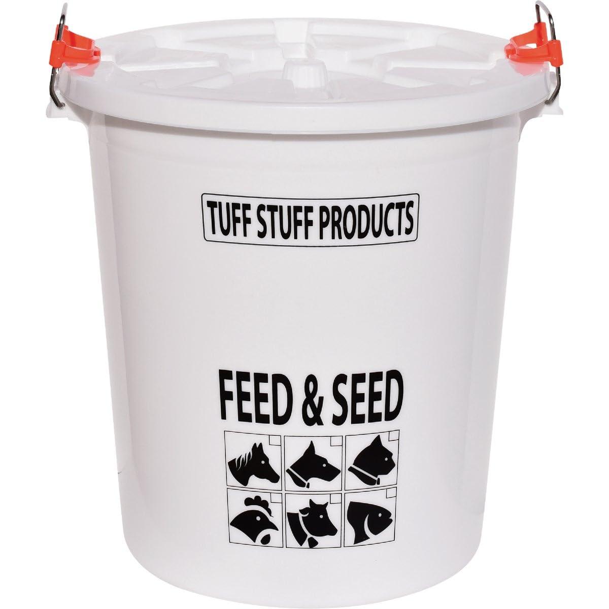 Tuff Stuff Products Heavy Duty Storage Drum with Locking Handle for Livestock Feed, 26.5-gal