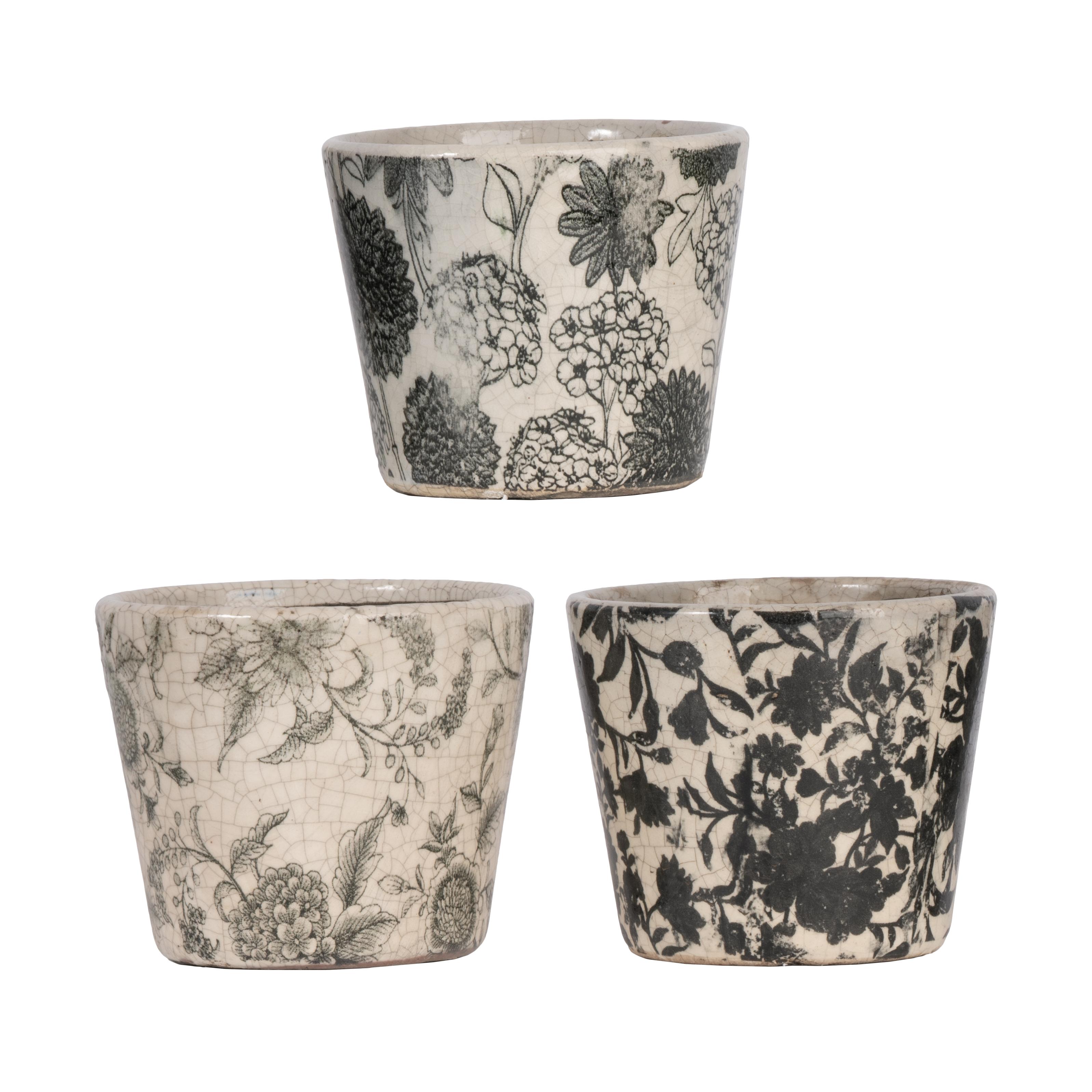 Young's Ceramic Vintage Vine Print Planter, Assorted