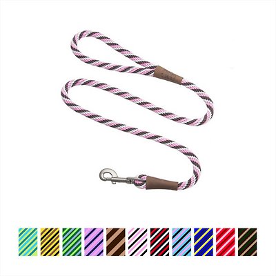 Mendota Pet Large Snap Striped Dog Leash, Twist Pink Chocolate, 1/2-in x 4-ft