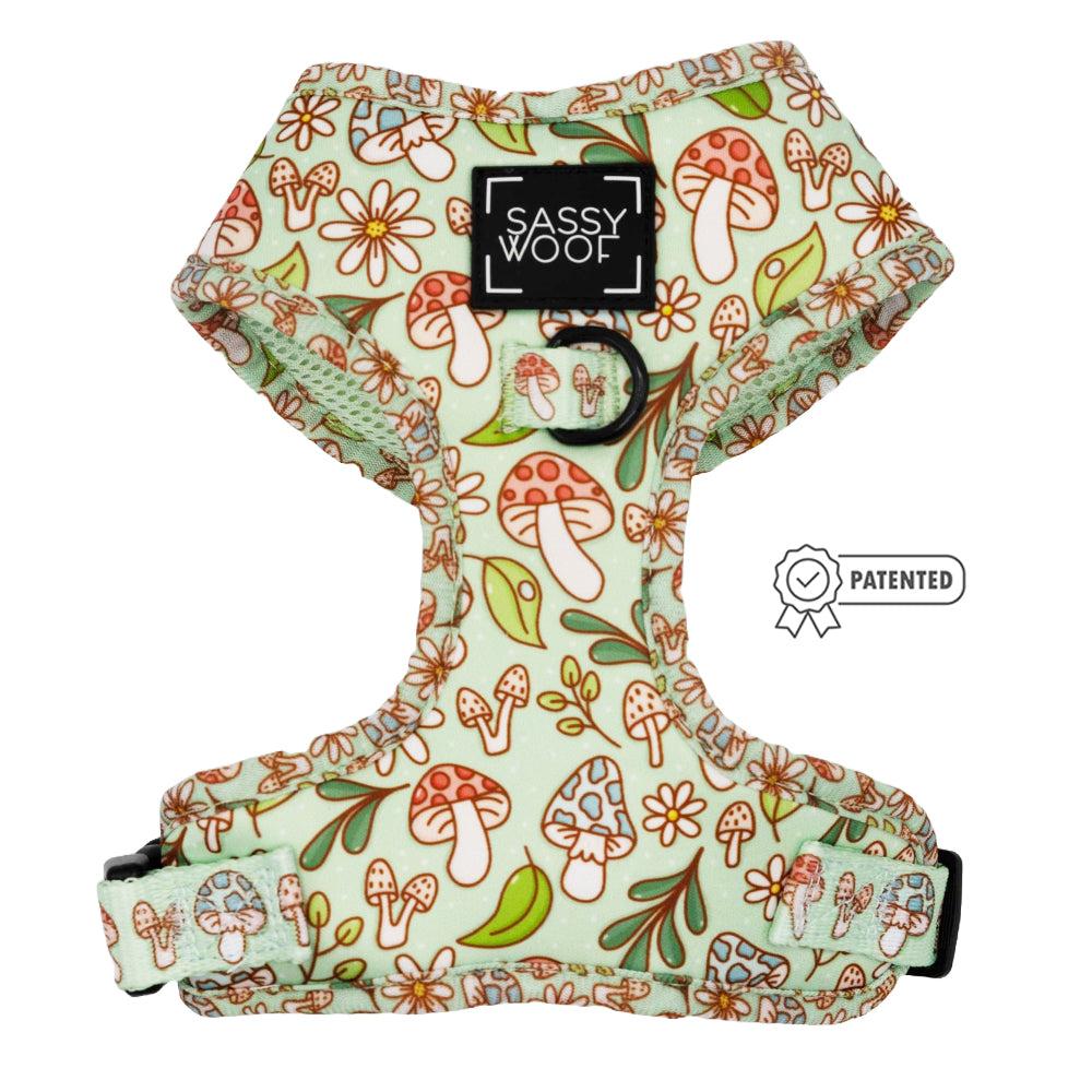 Sassy Woof Adjustable Dog Harness, Shrooms & Blooms, XX-Small