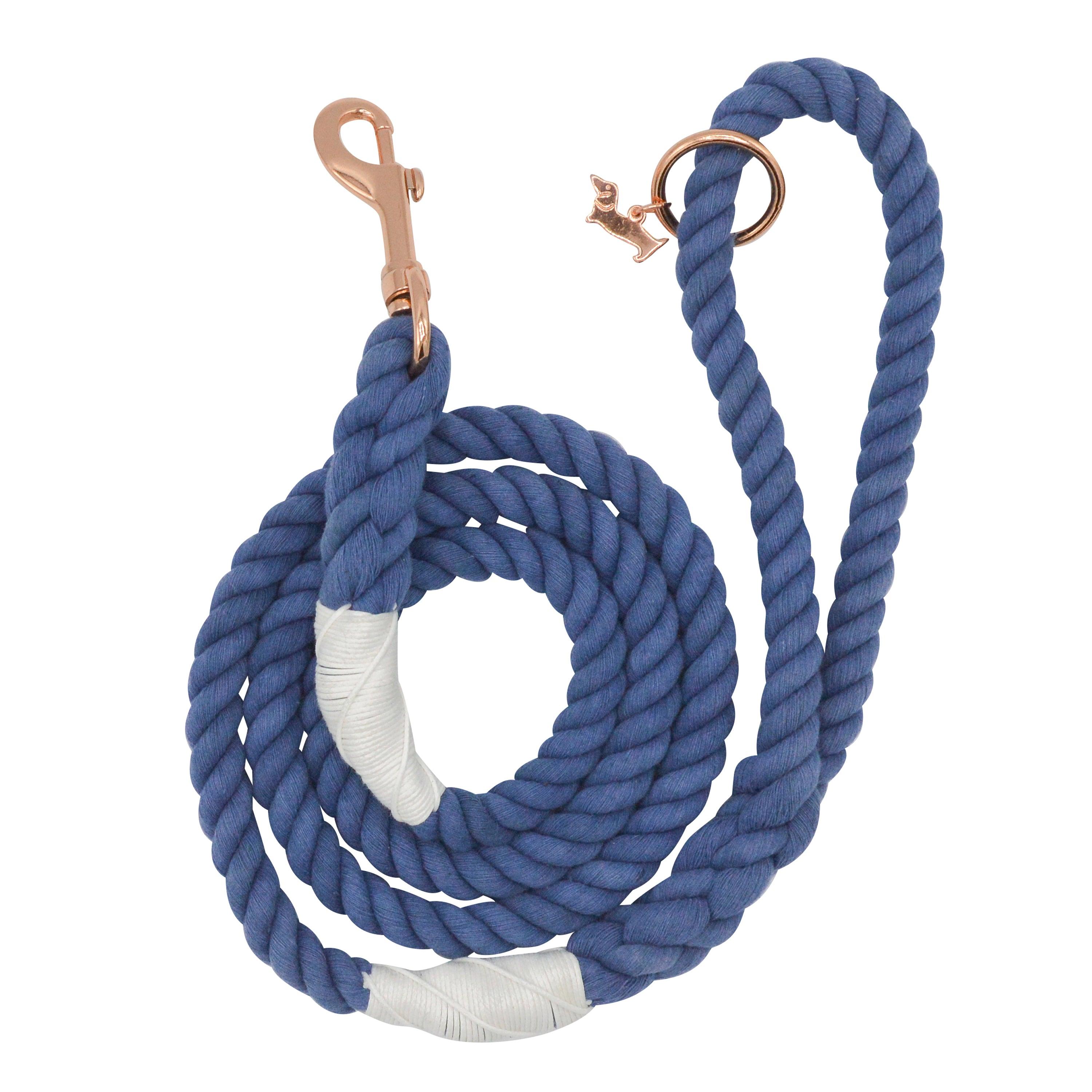 Sassy Woof Rope Dog Leash, Nautical, 3/5-in x 5-ft