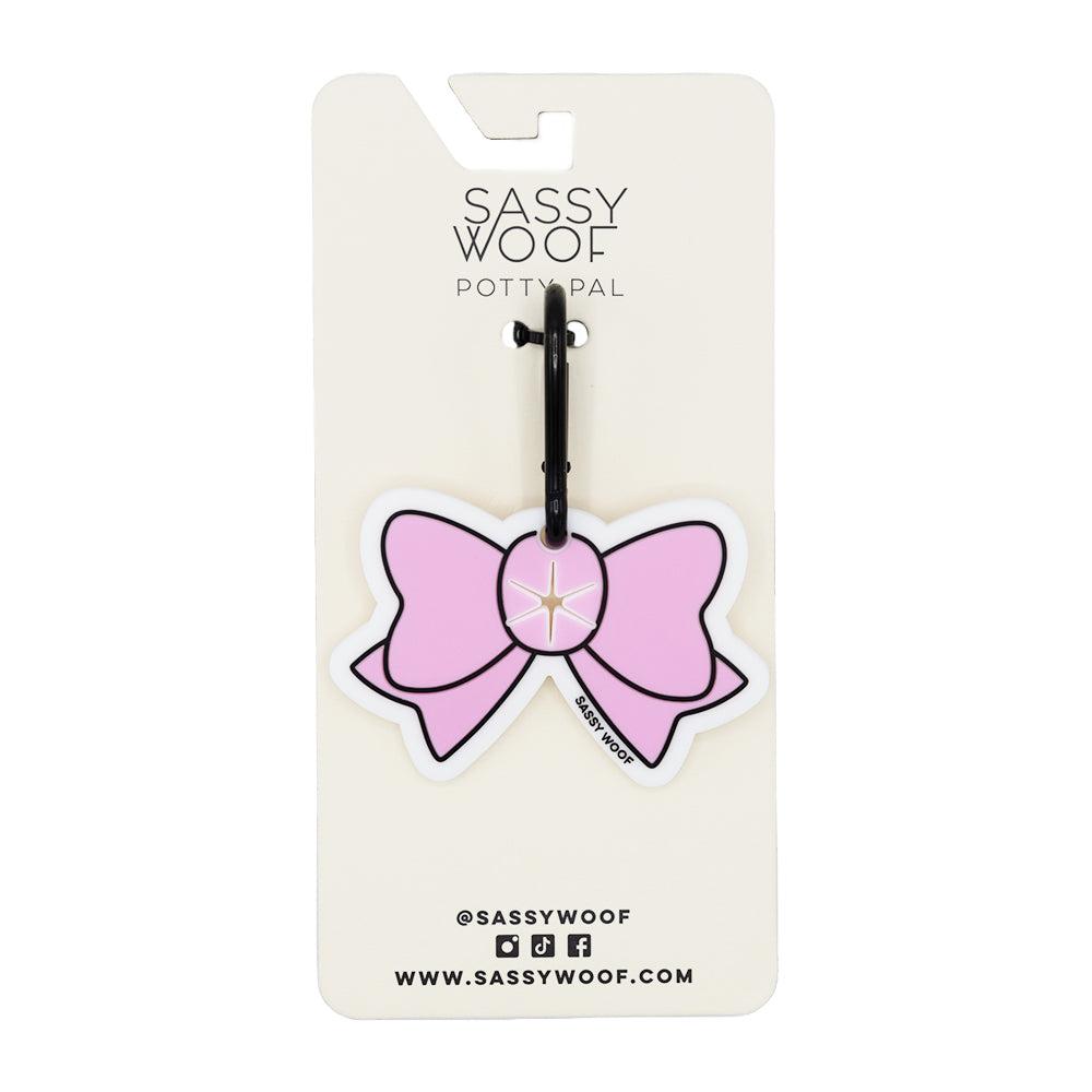 Sassy Woof Potty Pal Dog Waste Bag Holder, Pink Bow, 4-in x 2.75-in