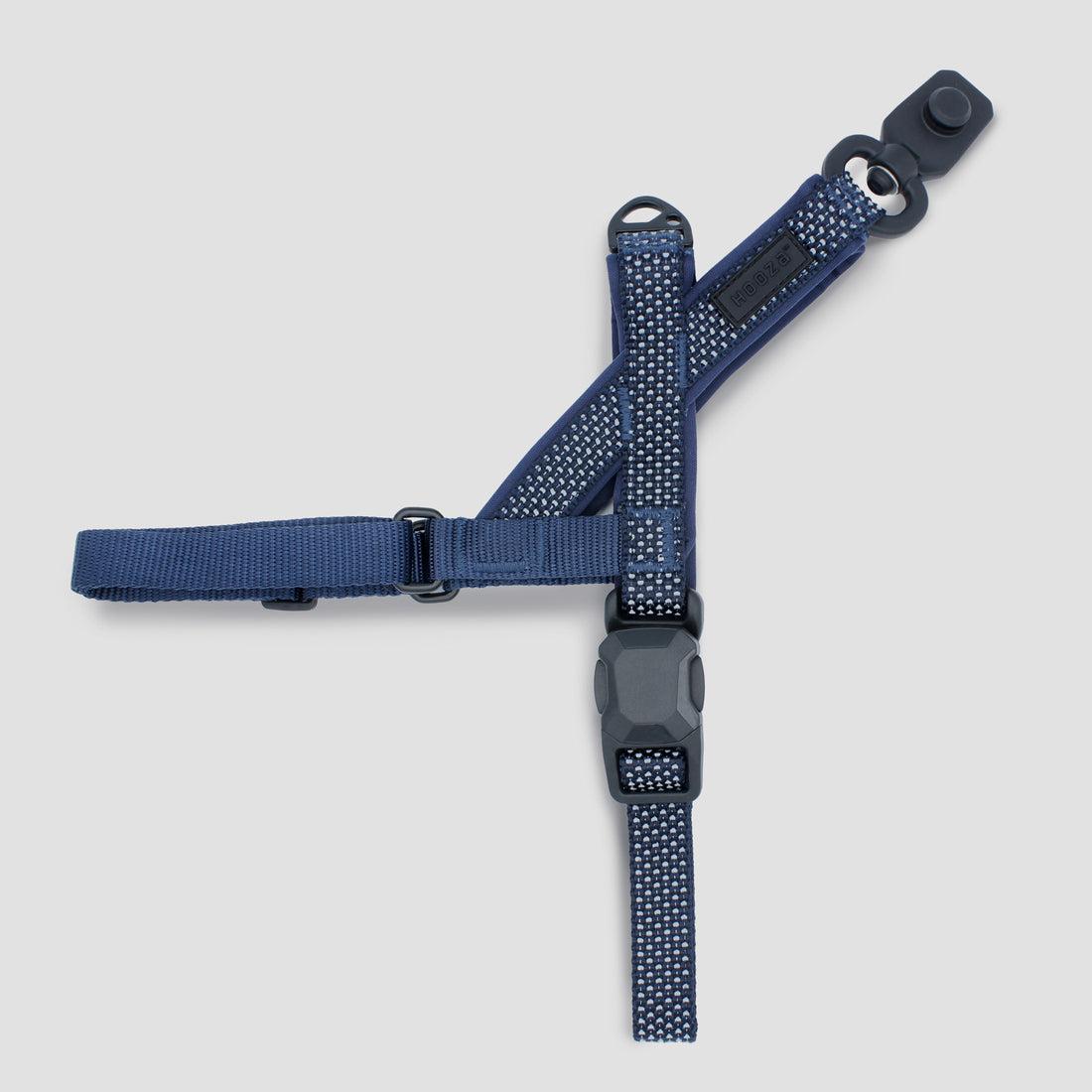 HoozaPet Magnetic Quick Clip One Click Dog Harness, Blue