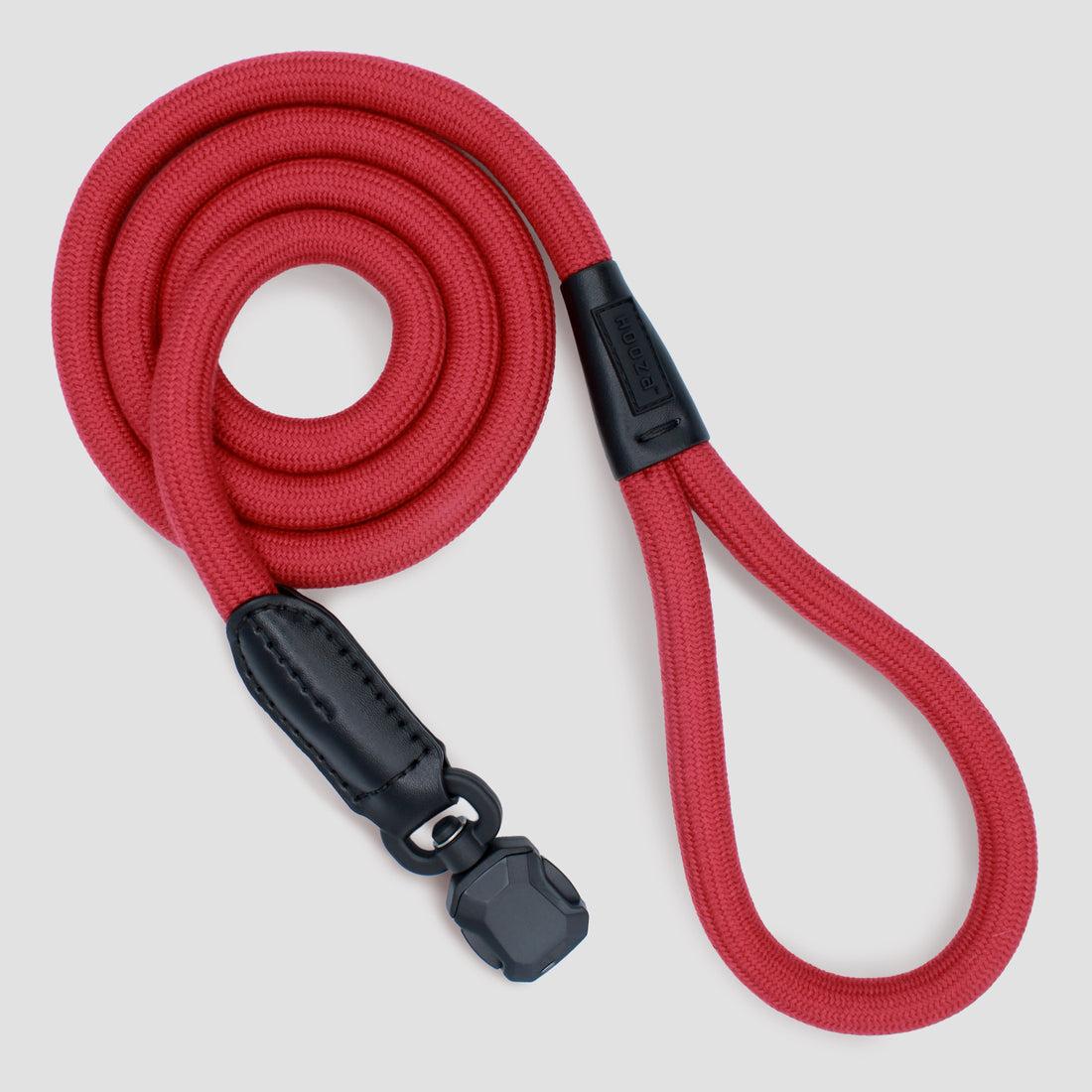 HoozaPet Magnetic Quick Clip Rope Dog Leash, Red