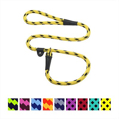 Mendota Pet Large Slip Checkered Dog Leash, Black Ice Yellow, 1/2-in x 4-ft