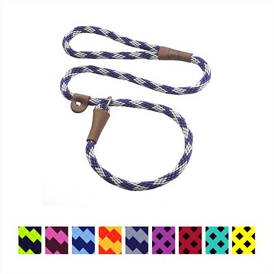 Mendota Pet Large Slip Checkered Dog Leash, Diamond Amethyst, 1/2-in x 4-ft